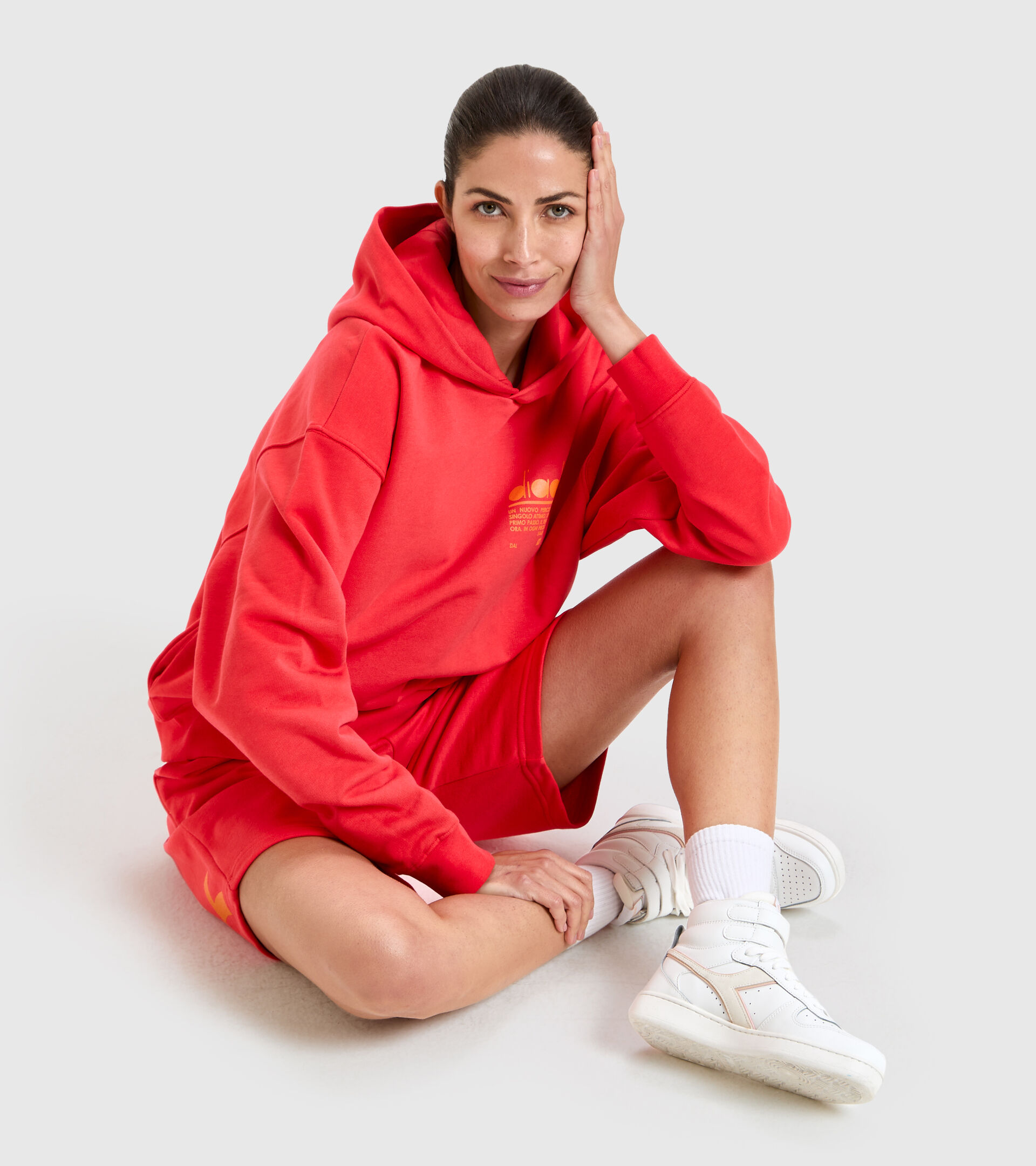Cotton hoodie - Unisex HOODIE MANIFESTO POPPY RED - Diadora