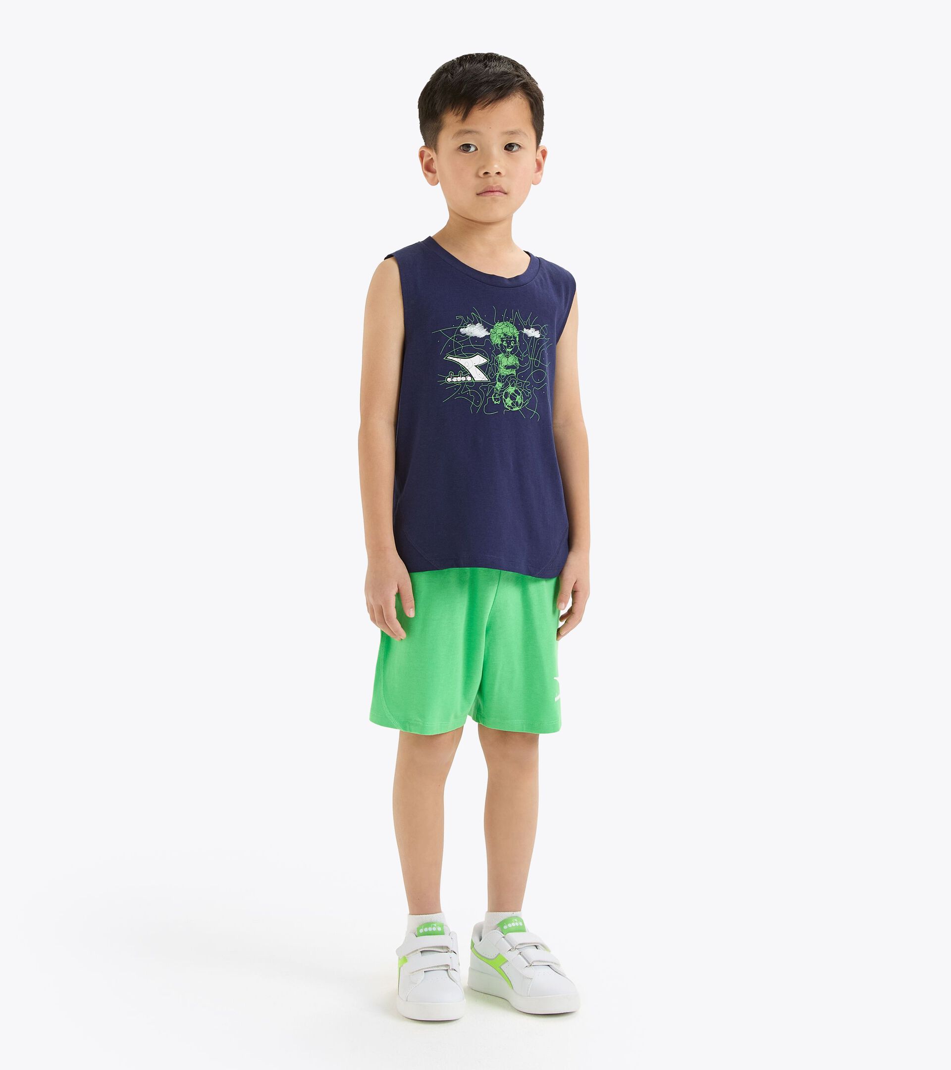 Conjunto deportivo - Camiseta sin mangas y pantalones cortos - Niños y adolescentes JB. SET SL RIDDLE AZUL CHAQUETON - Diadora