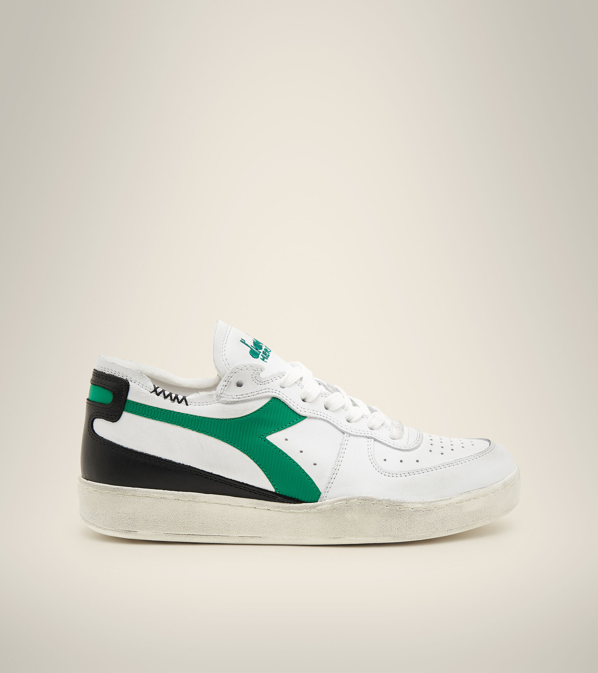 Scarpa Heritage - Unisex MI BASKET ROW CUT BIANCO/VERDE CREMA PISELLO/NER - Diadora