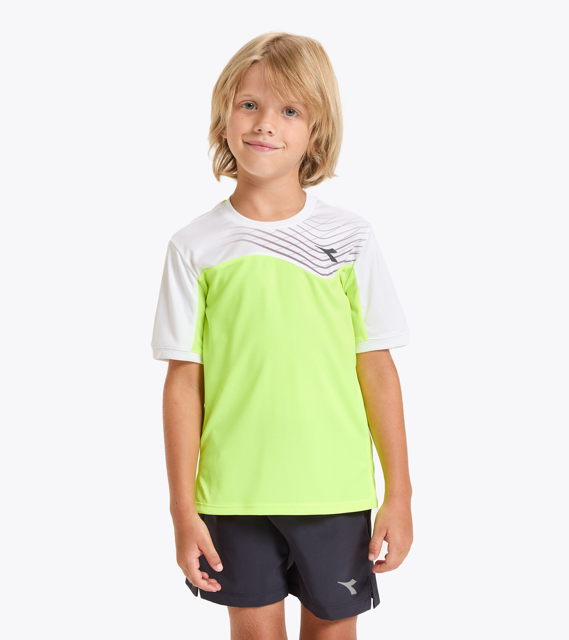 T-shirt de tennis - Junior J. T-SHIRT COURT JAUNE FLUO DD - Diadora