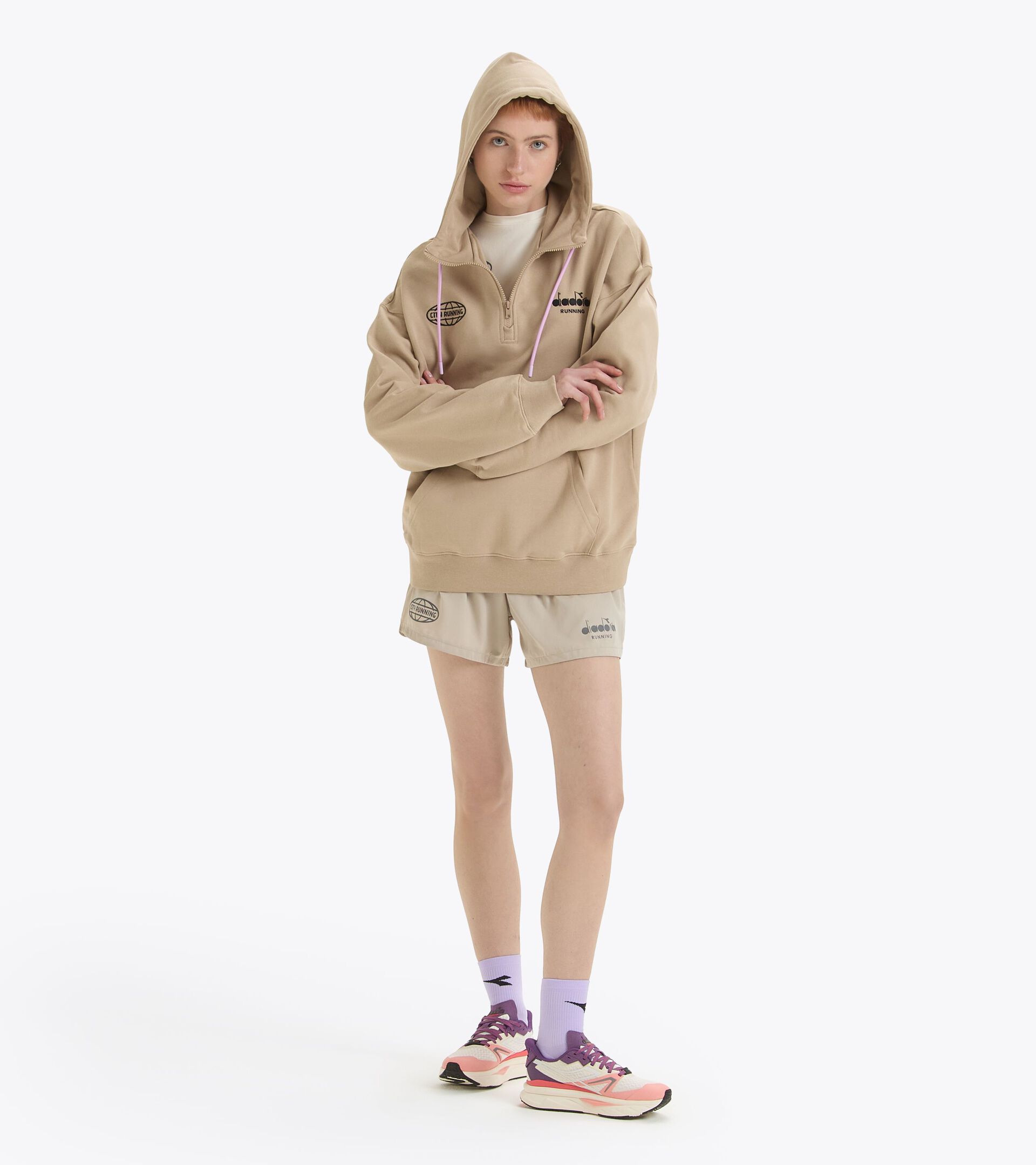 Felpa con cappuccio - Made in Italy - gender neutral HOODIE HZ MILL CITY BEIGE HUMUS - Diadora