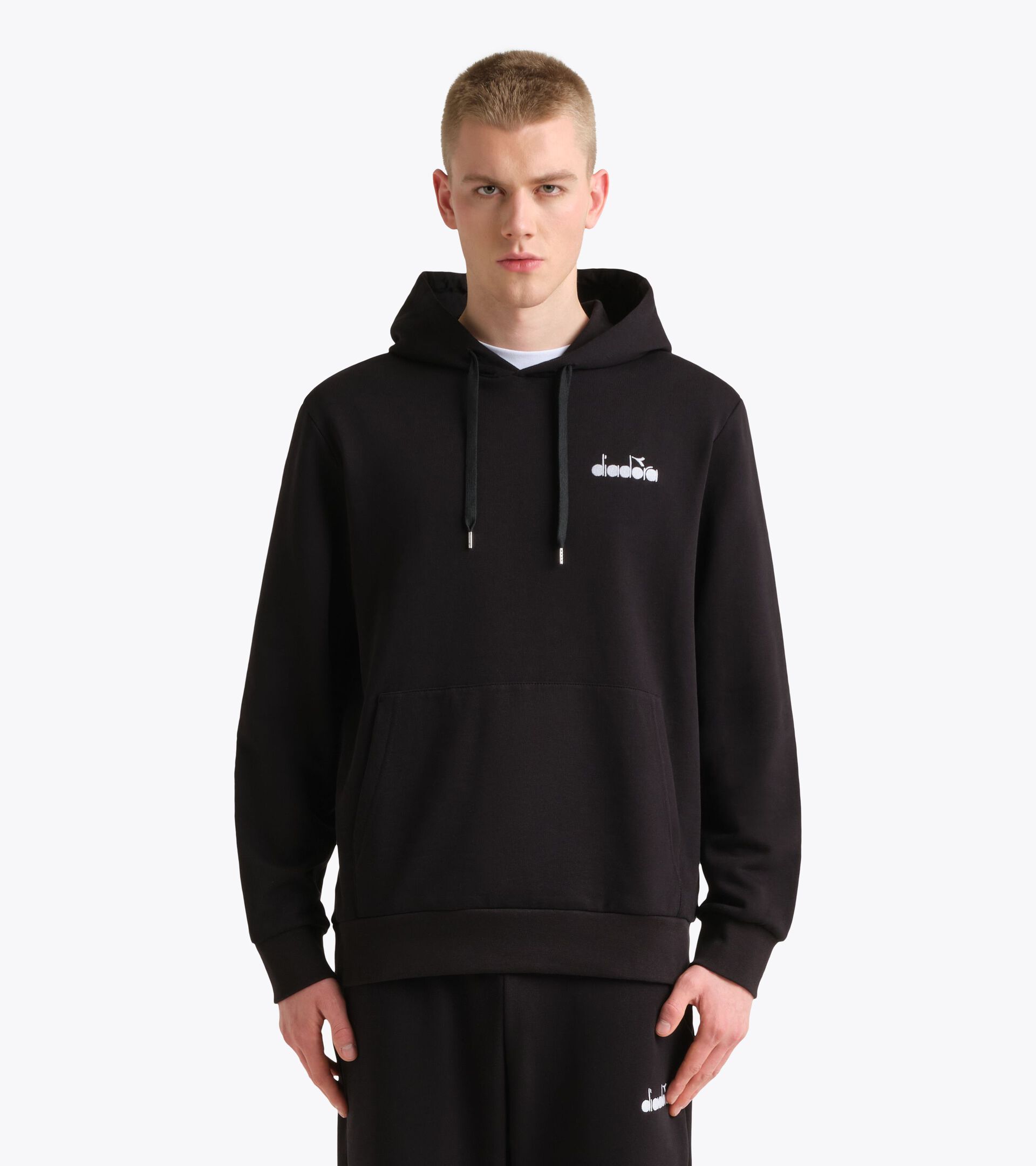 Color block hoodie - All-Gender HOODIE LOGO BLACK/SUPERWHITE - Diadora