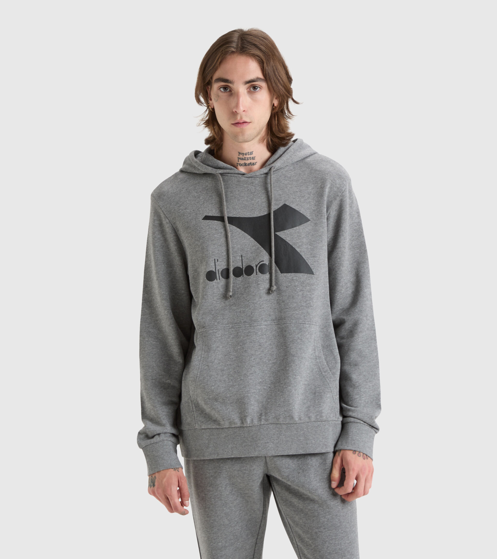 Felpa sportiva con cappuccio - Uomo HOODIE CHROMIA GRIGIO MELANGE SCURO - Diadora