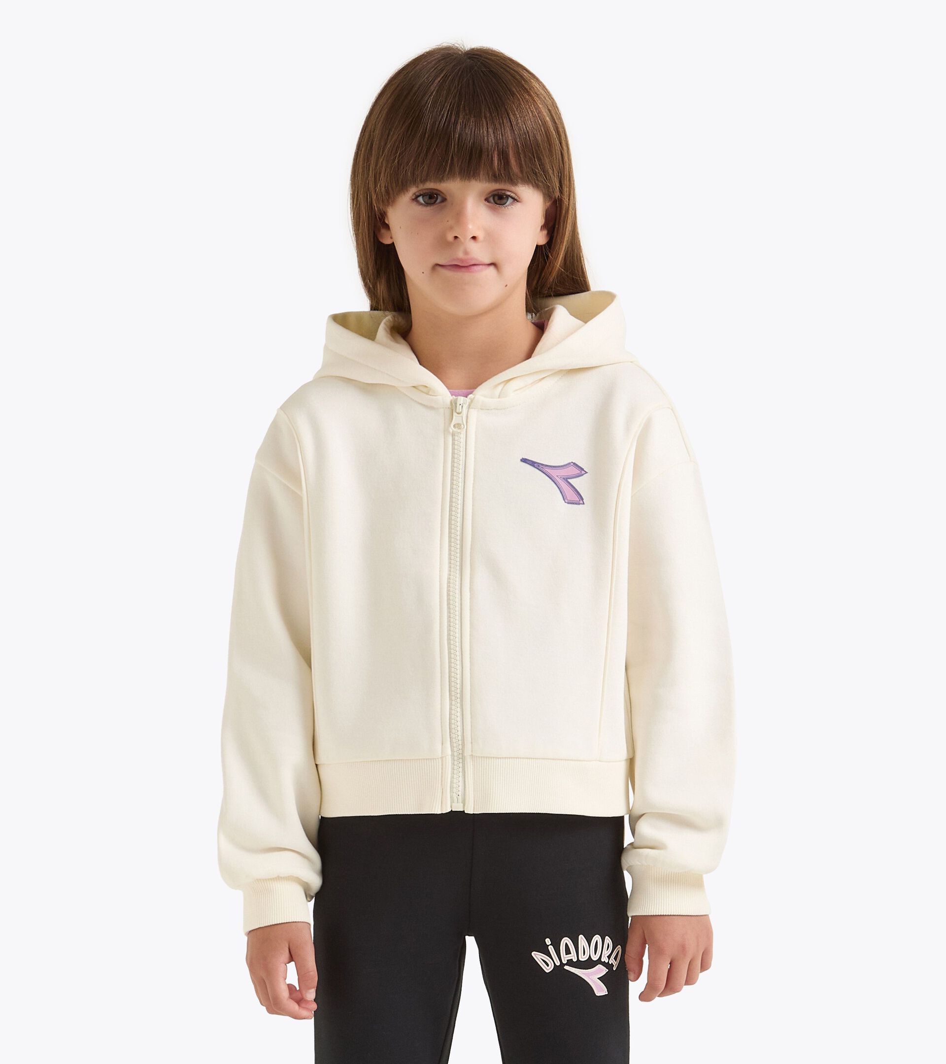 Sudadera con capucha - Corte regular - Niña/Adolescente
 JG. HOODIE FZ LOGO BIANCO GARDENIA - Diadora