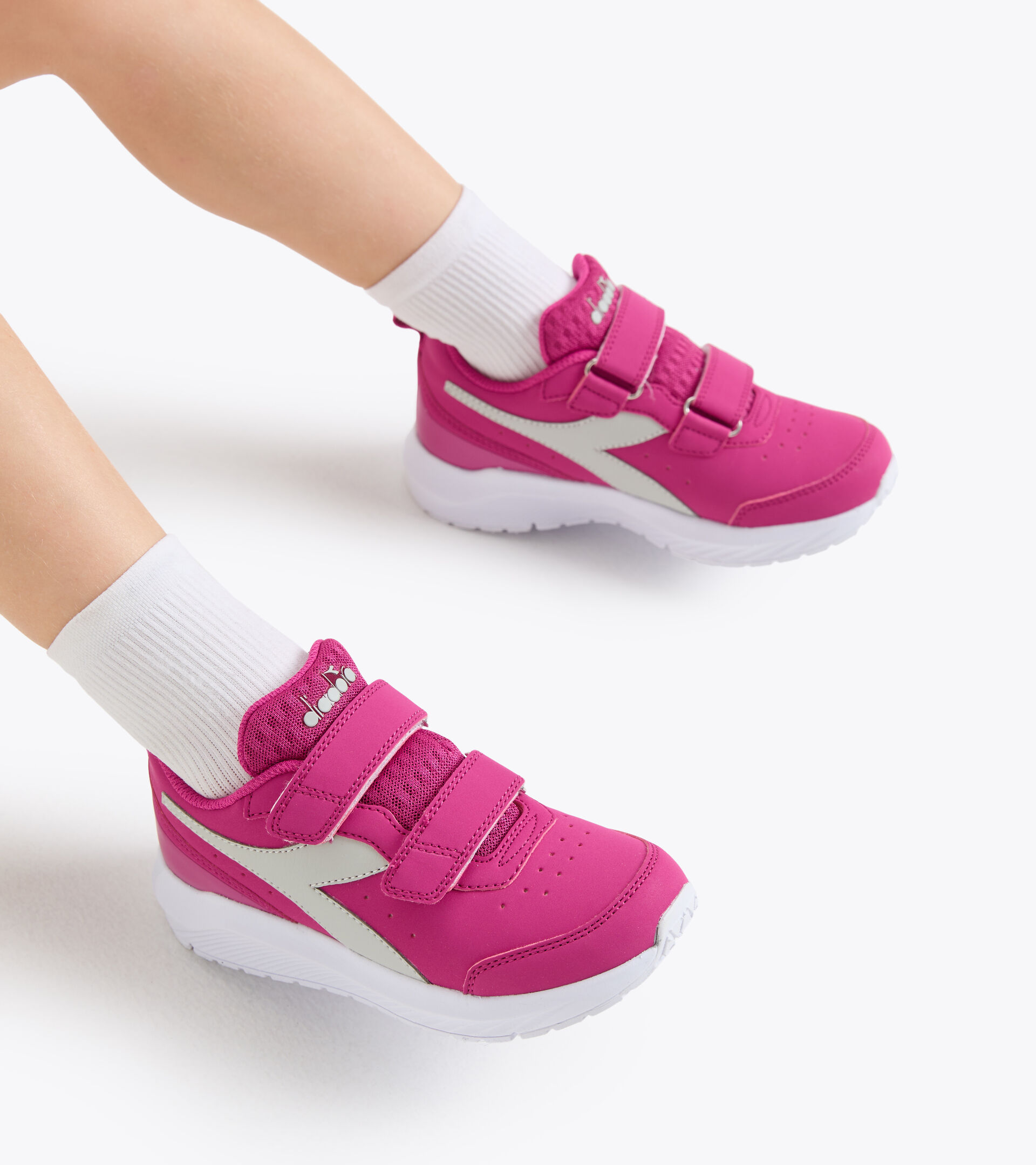 Junior Velcro-strap running shoes - Unisex FALCON 2 SL JR V FUCHSIA RED/WHITE - Diadora