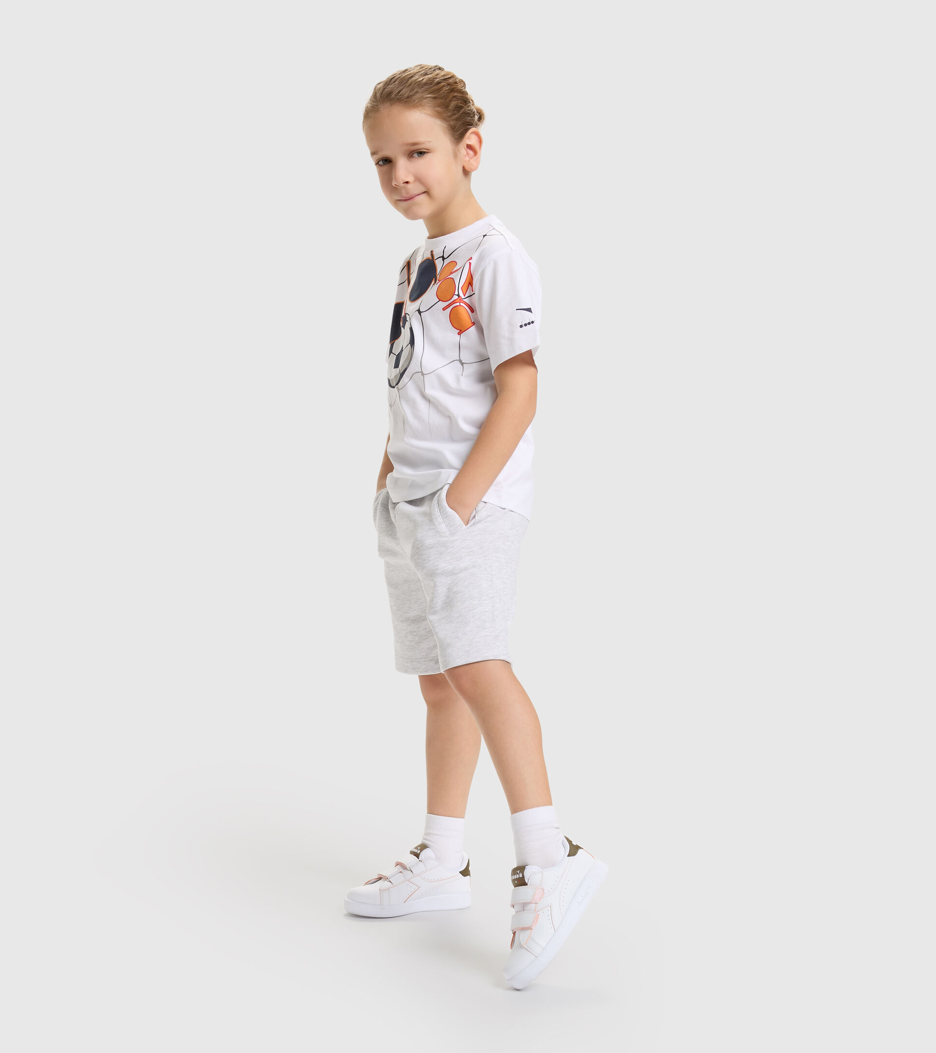Cotton sports T-shirt - Boy’s JB.T-SHIRT SS DIADORA FC OPTICAL WHITE - Diadora