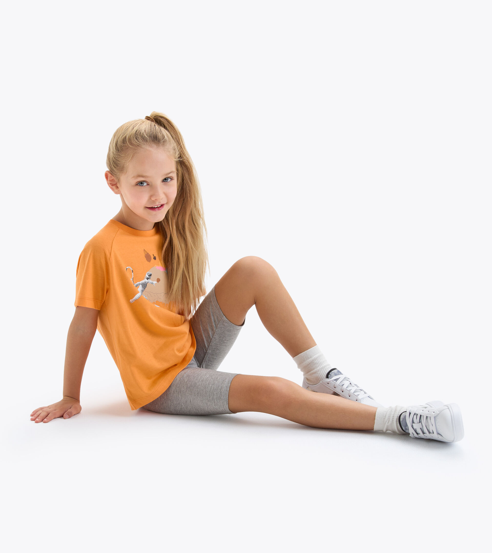 Conjunto completo - Niña JG.SET SS SPORT ART NARANJA FUERTE - Diadora