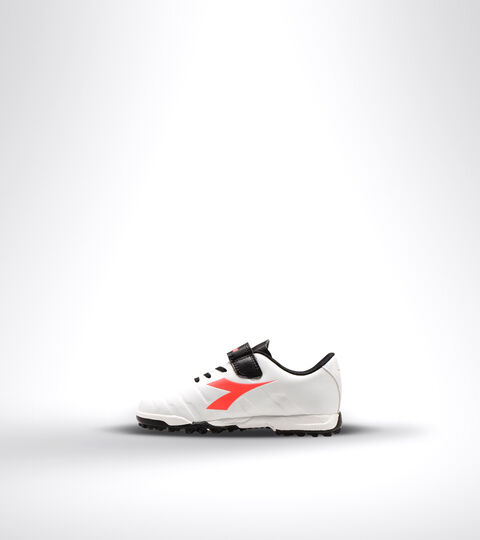 PICHICHI 3 TF JR VE, BIANCO/NERO/ROSSO FLUO Fußballschuh für harte Böden oder Kunstrasen - Unisex Kind PICHICHI 3 TF JR VE BIANCO/NERO/ROSSO FLUO - Diadora