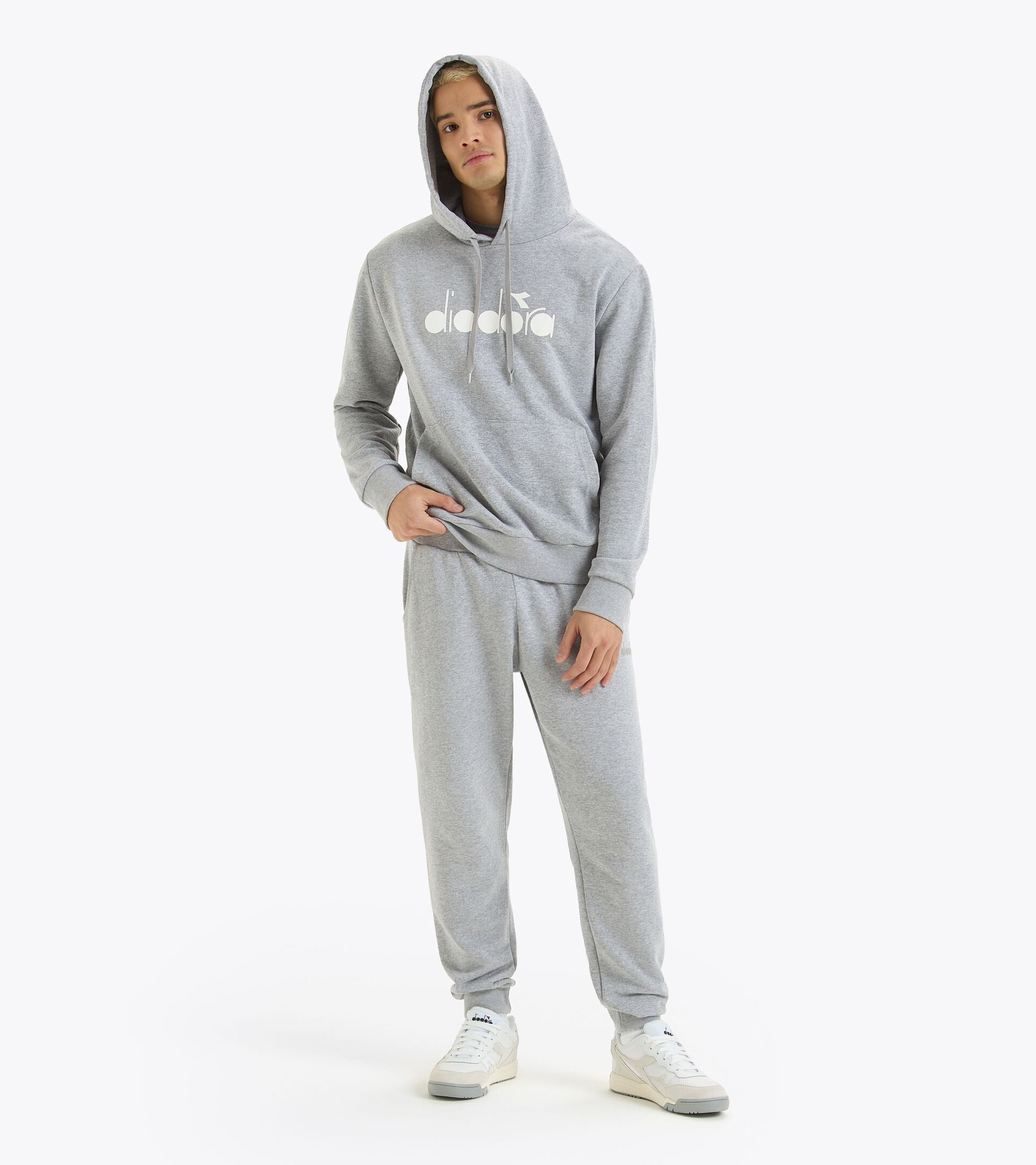 Sporty hoodie - Made in Italy - Gender Neutral HOODIE LOGO HIGH RISE MELANGE - Diadora