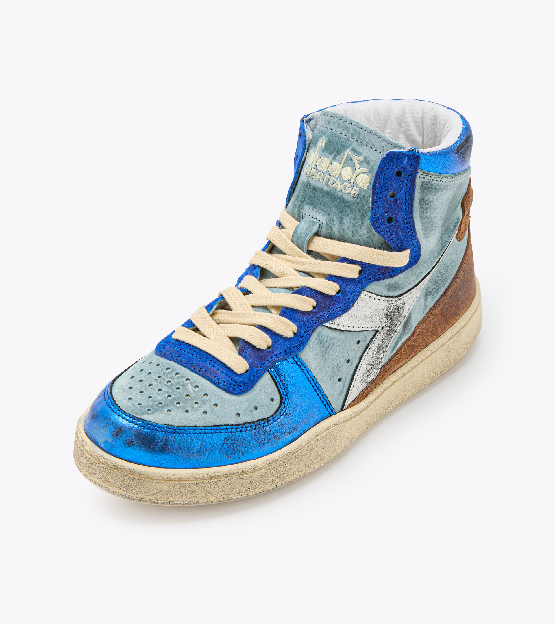 Heritage shoes - Women MI BASKET METAL PIGSKIN USED WN STARLIGHT BLUE - Diadora