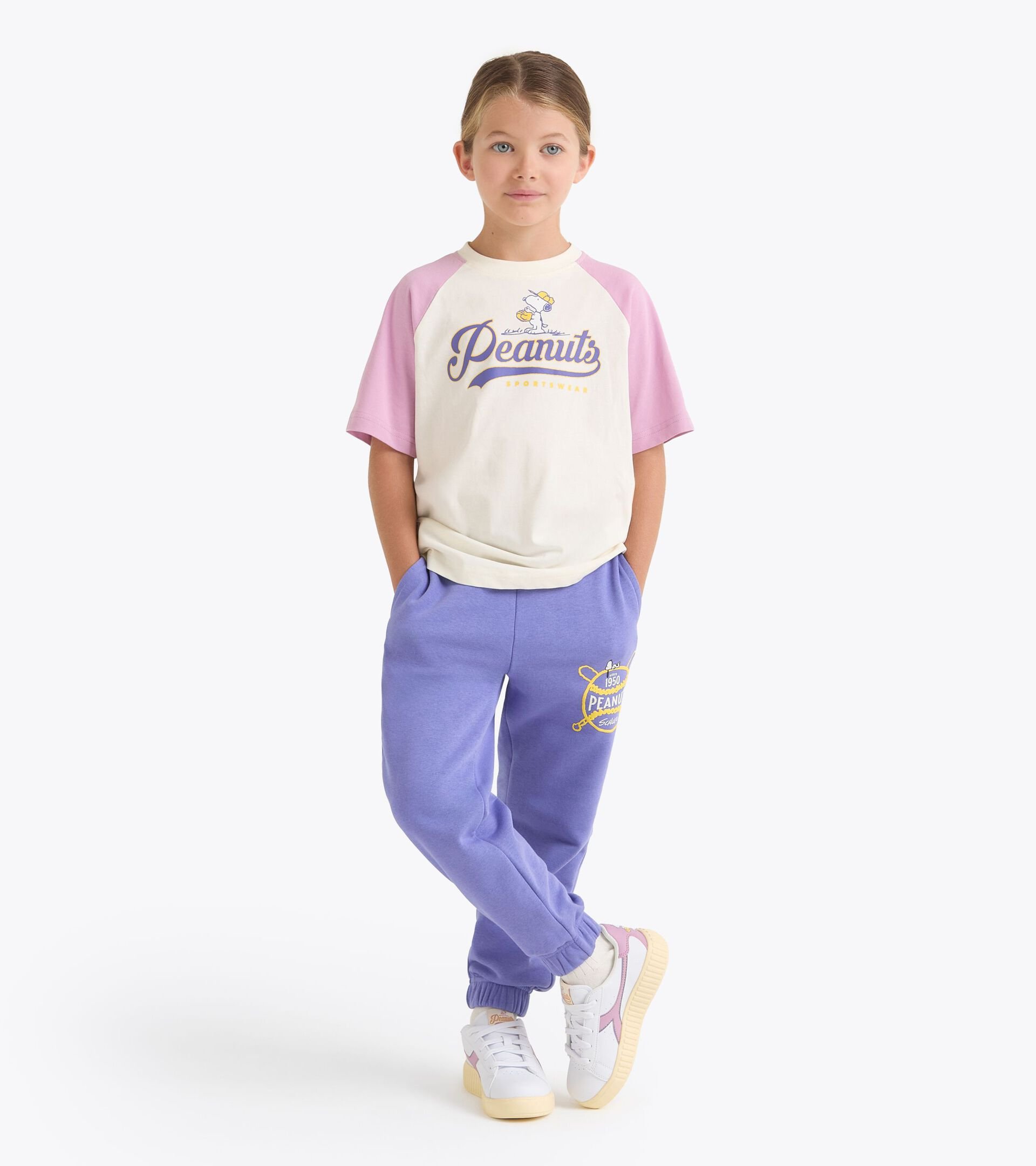 Peanuts college-style t-shirt - Kids - All-gender JU. T-SHIRT SS PEANUTS VIOLET MIST - Diadora