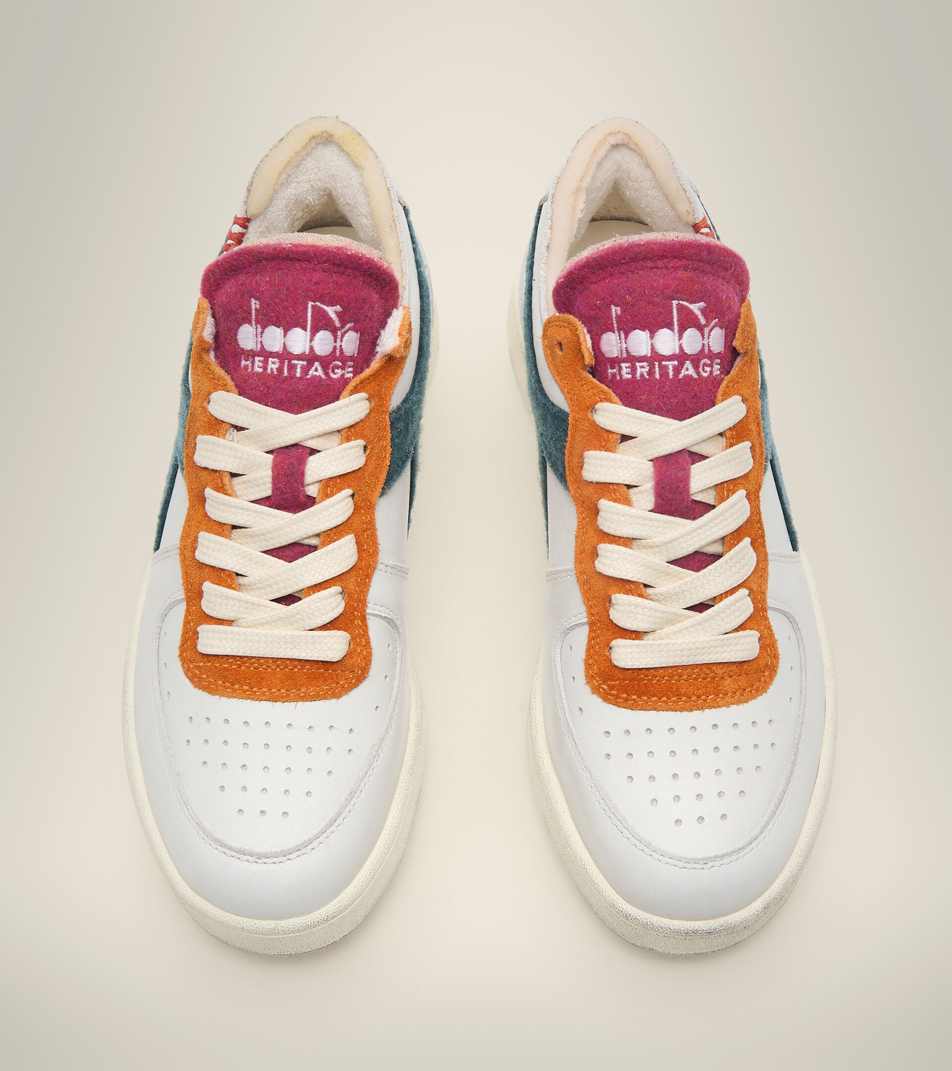Heritage shoe - Unisex MI BASKET ROW CUT TENNIS WHITE/EDEN - Diadora