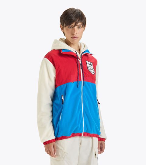 Zipped crewneck - Made in italy - Gender Neutral POLAR FLEECE LEGACY INDIGO BUNTING/HI RISK RD/BUTT - Diadora