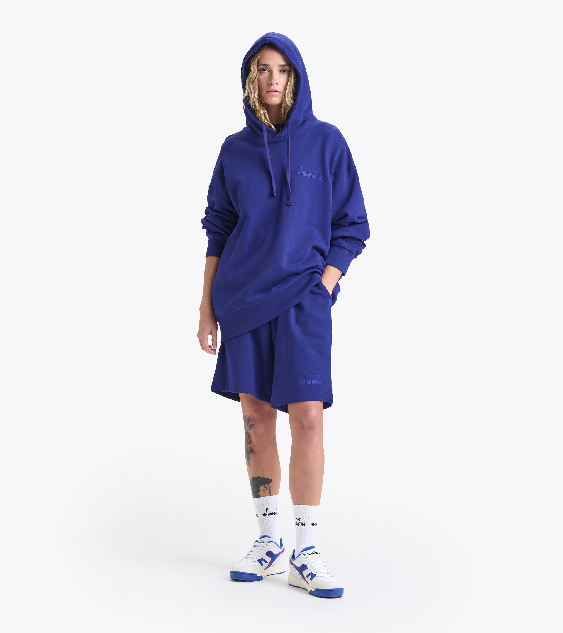 Cotton hoodie - Gender neutral HOODIE SPW LOGO BLUE PRINT - Diadora