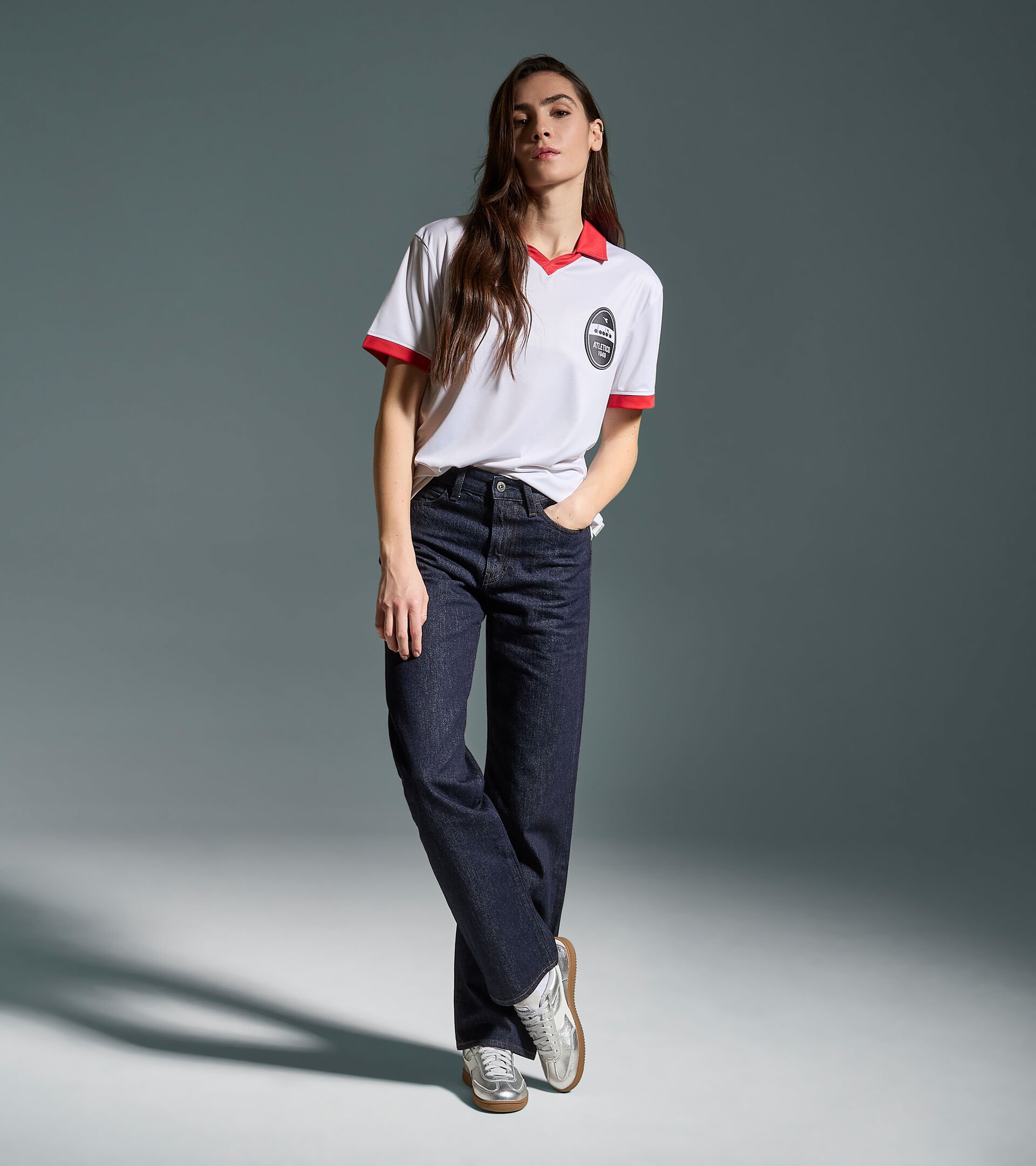 Calcio-inspired polyester shirt - Made in Italy - All-gender POLO SS LEGACY WHITE ALYSSUM - Diadora