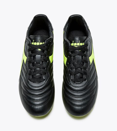 Calcio boots for firm ground - Junior BRASIL R LPU JR BLACK/FLUO YELLOW DIADORA - Diadora