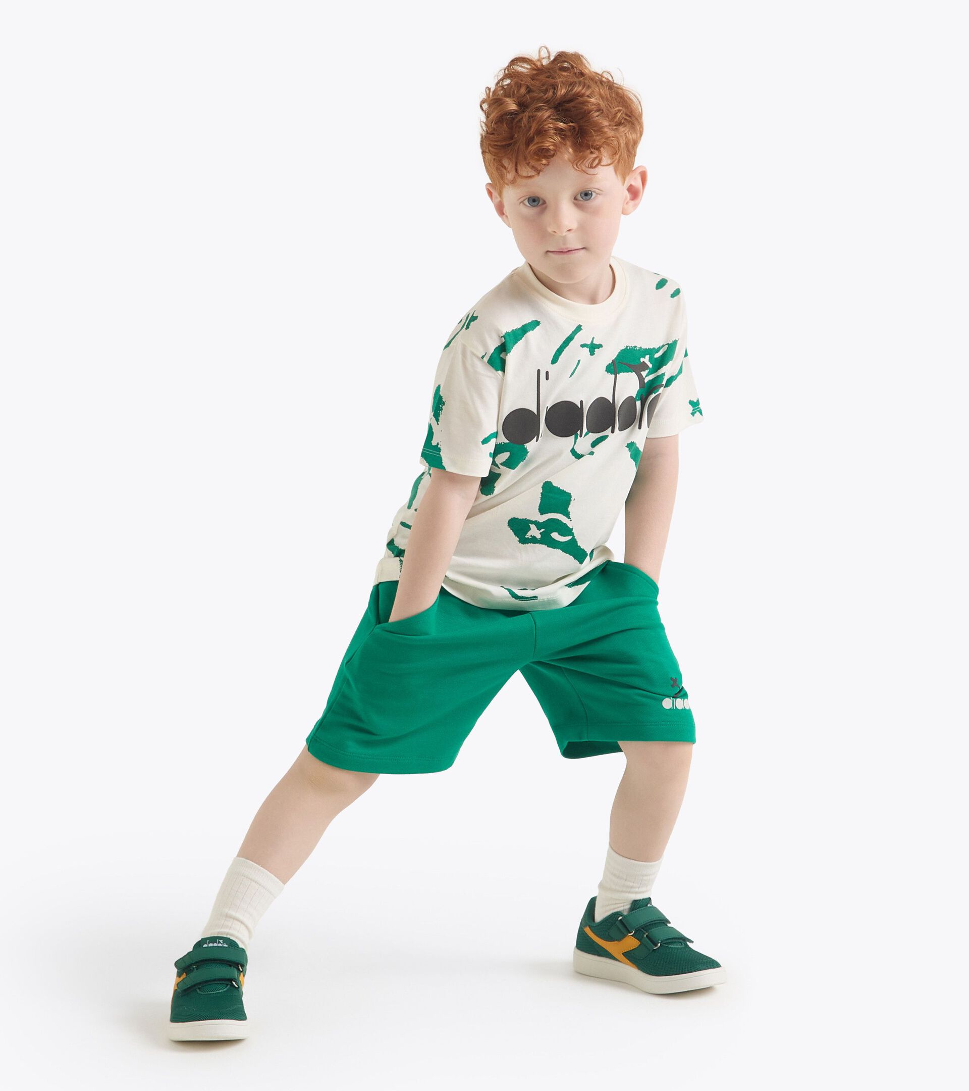Sport suit - Fit comfort - Baby boy (2-7 years) JB. SET SMILE LOGO TD CREAM/GREEN - Diadora