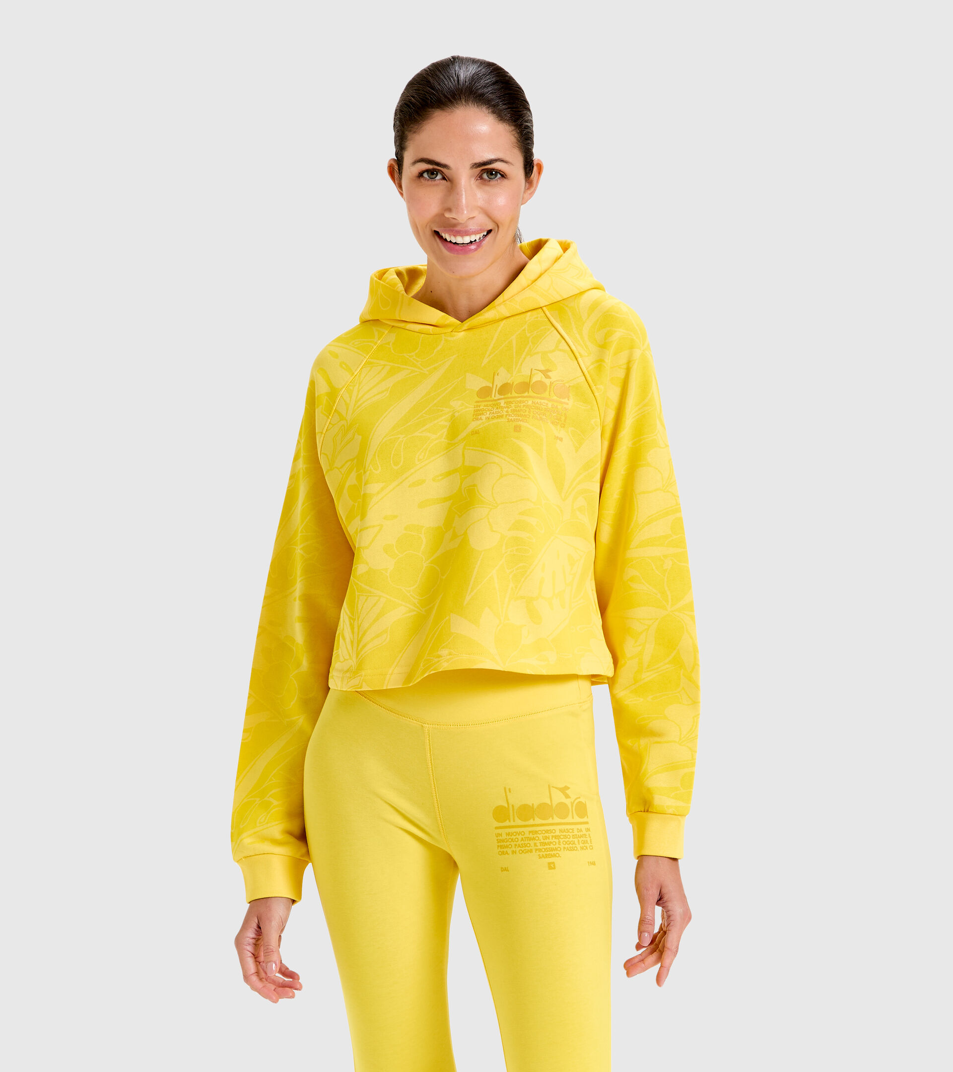 Cropped Cotton hoodie - Women L. HOODIE CROP MANIFESTO YELLOW LENS - Diadora