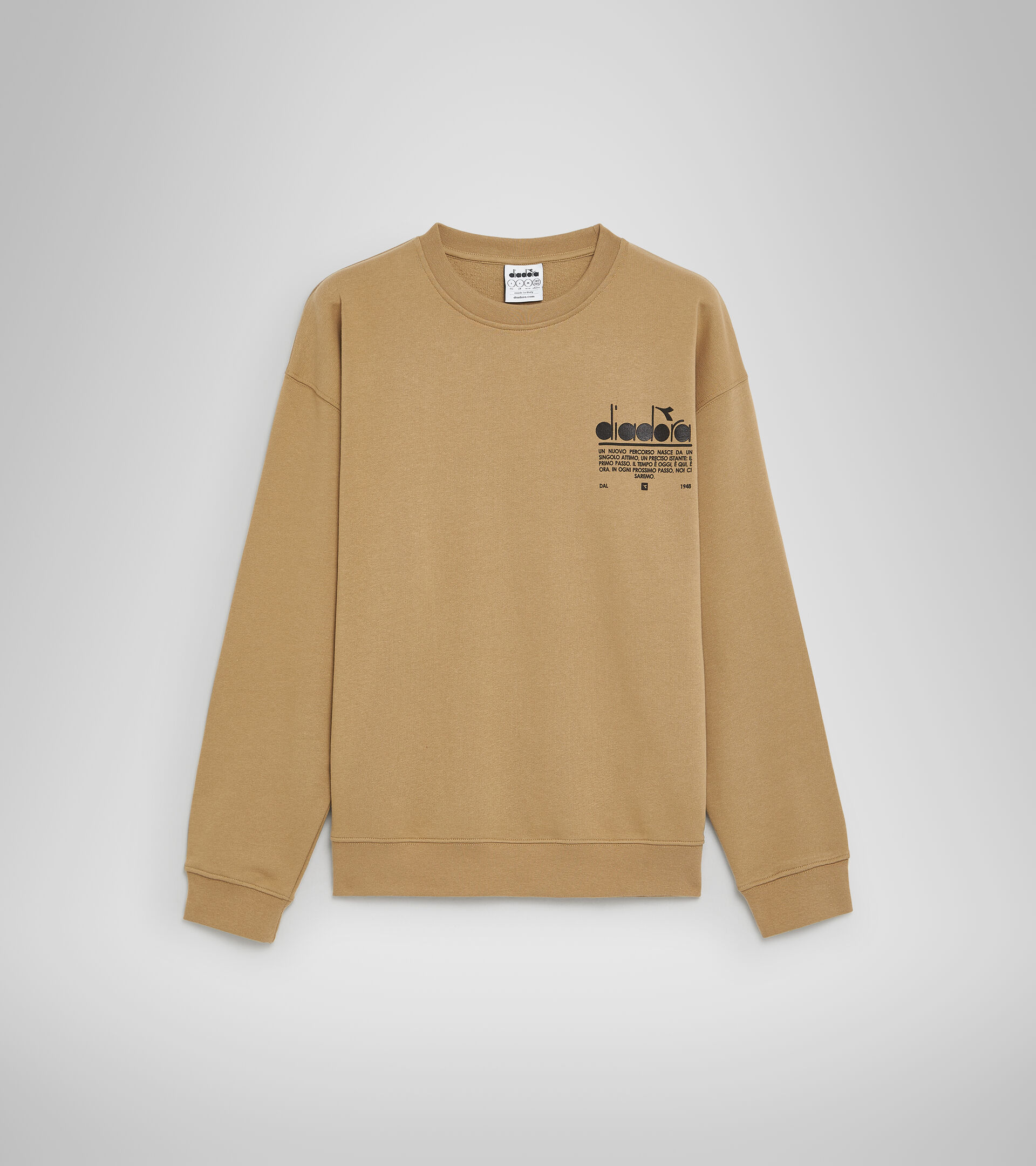 Felpa in cotone - Unisex SWEATSHIRT CREW MANIFESTO BEIGE TAN - Diadora