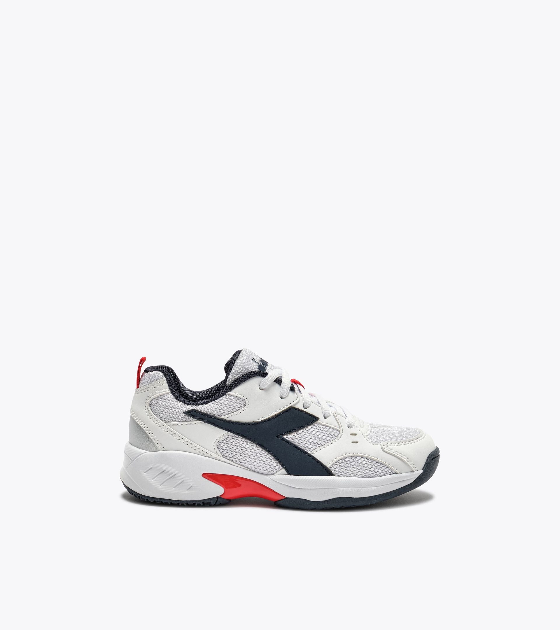 Chaussures de tennis pour terrains durs ou en terre battue - Entr&eacute;e de gamme - Gar&ccedil;on et fille S. CHALLENGE 6 SL JR BLANC/NOIR IRIS - Diadora