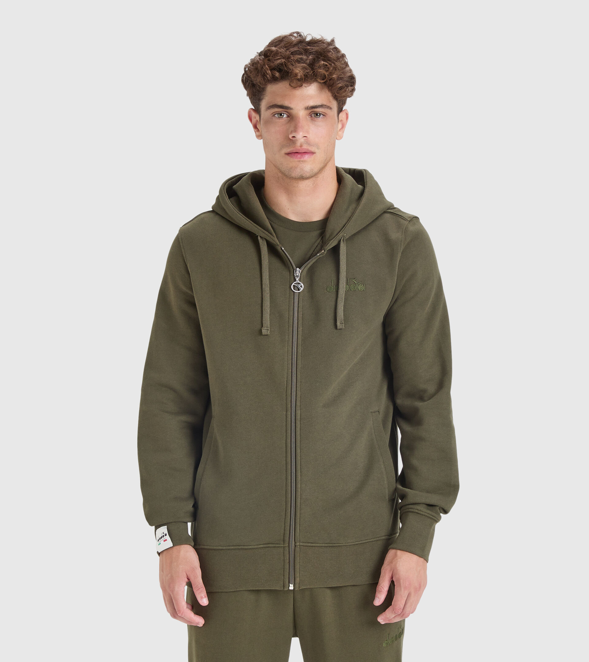 Hooded sweatshirt - Made in Italy - Men HOODIE FZ MII GREEN MILITARY - Diadora