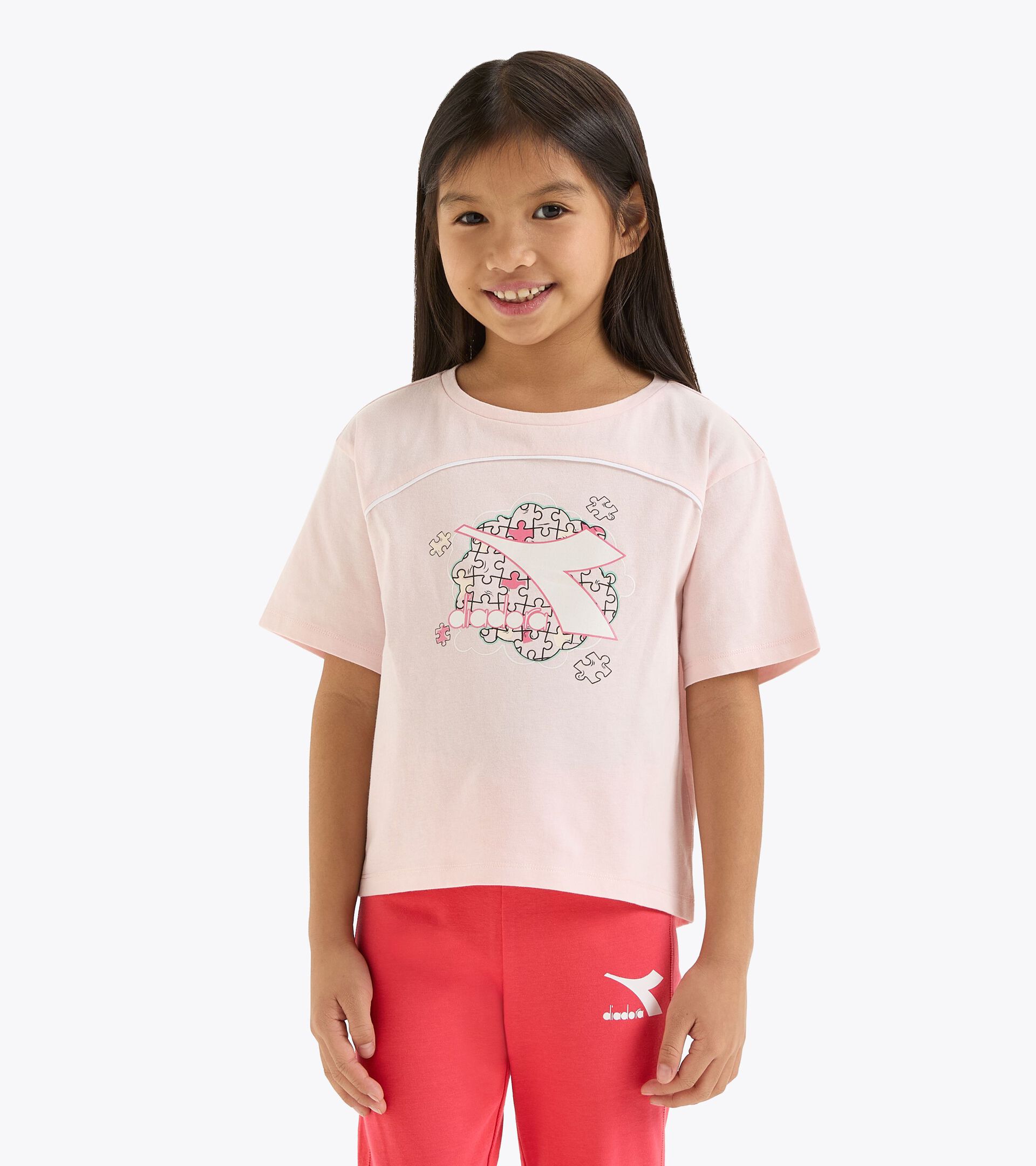 T-shirt - Girl JG. T-SHIRT SS PUZZLES WILD ROSE (50207) - Diadora