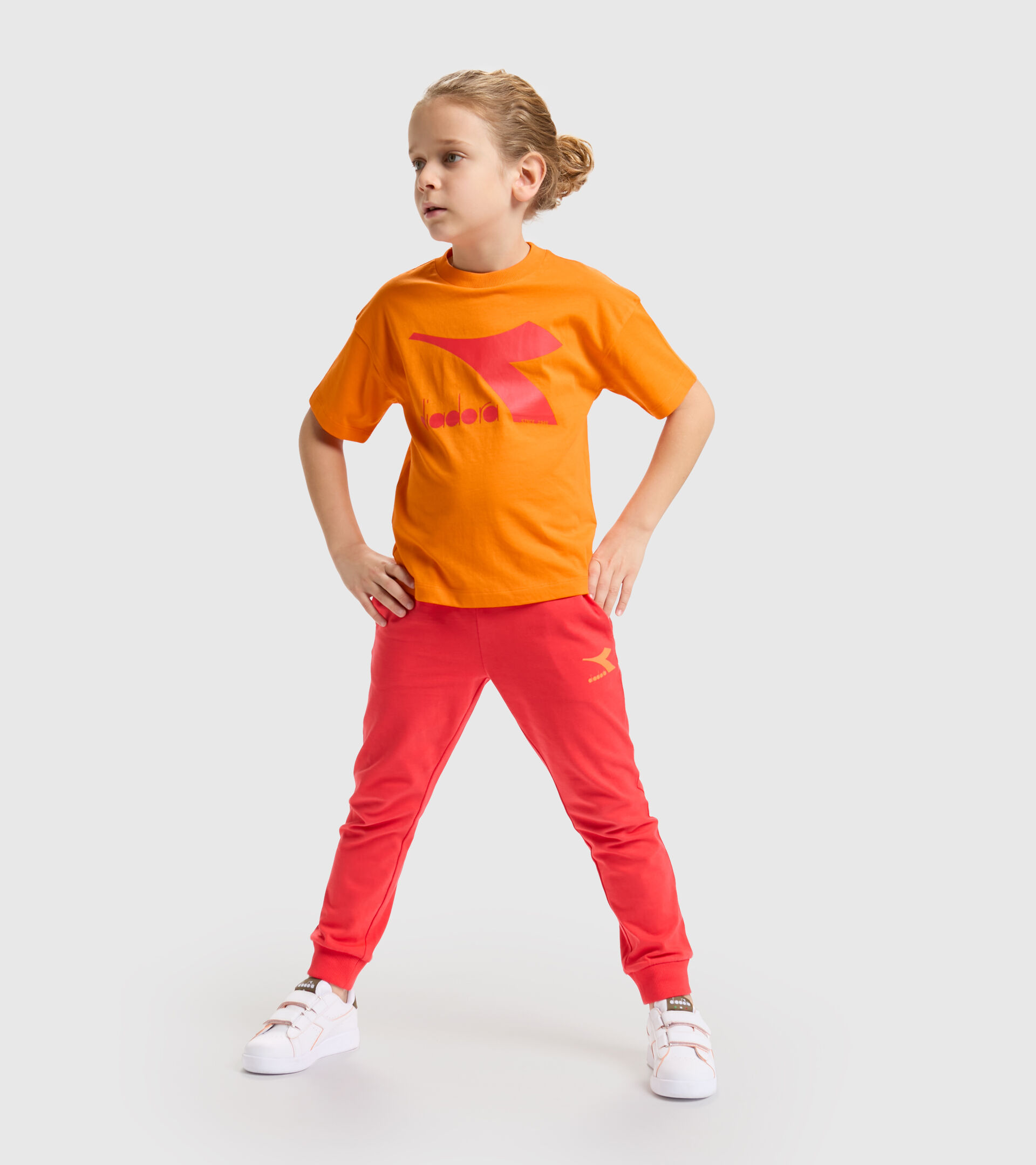 T-shirt in cotone junior - Unisex JU.T-SHIRT SS BL RAINBOW ARANCIO CACHI - Diadora