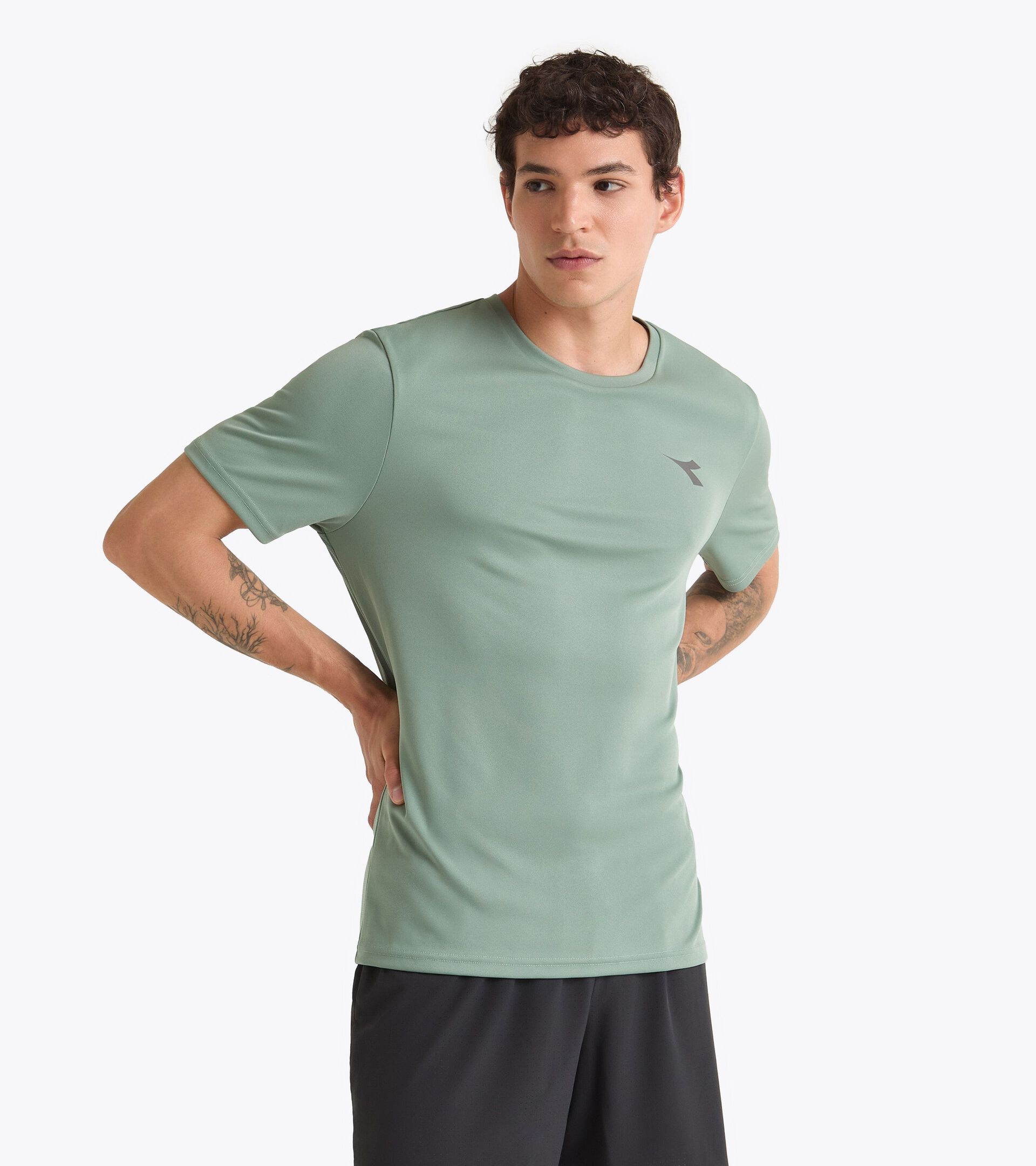 Camiseta deportiva - Hombre SS T-SHIRT RUN VERDE ICEBERG - Diadora