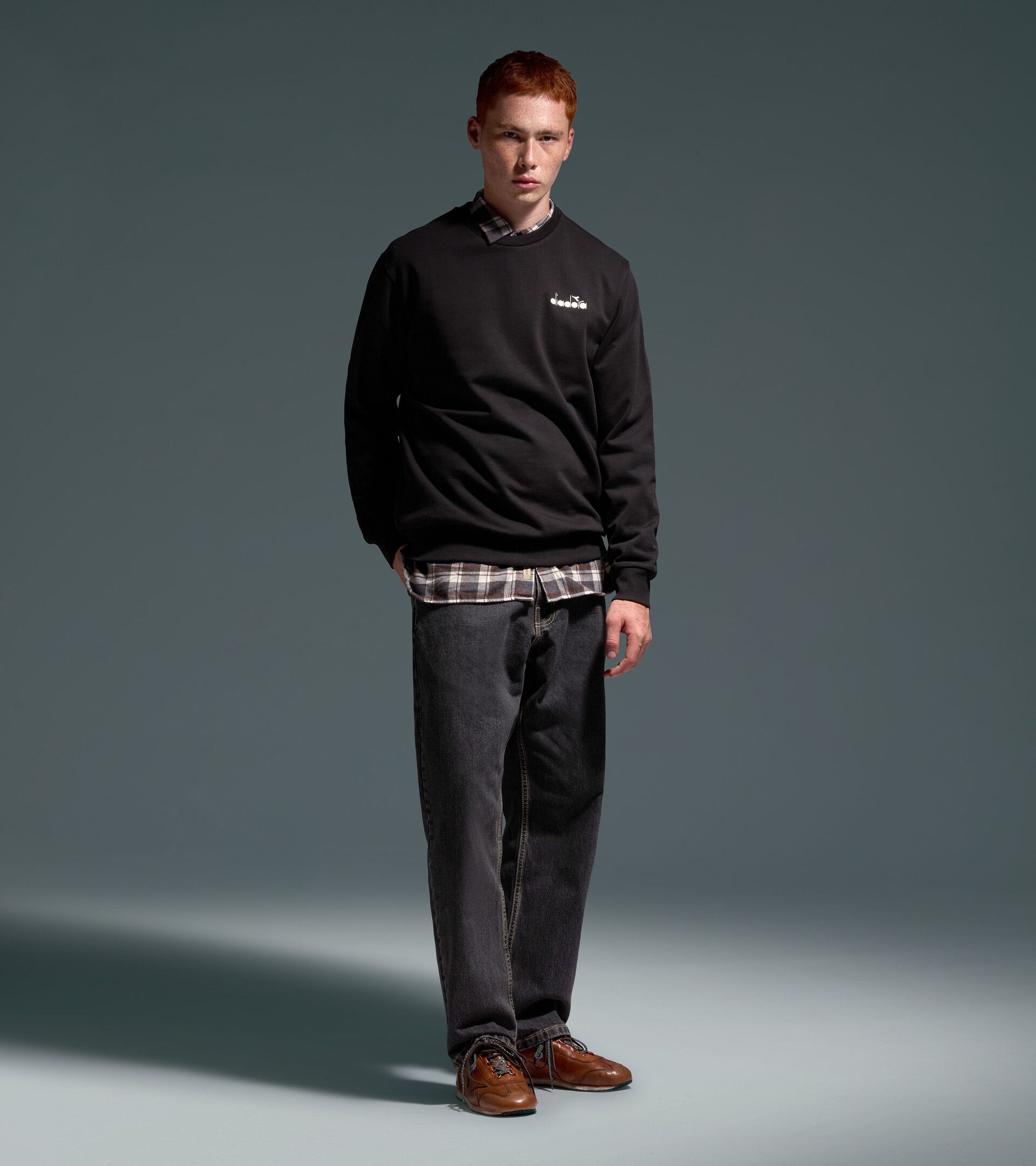 Jersey Sweatshirt - Regular fit - Men&rsquo;s LOGO CREW SWEATSHIRT (FT) BLACK - Diadora