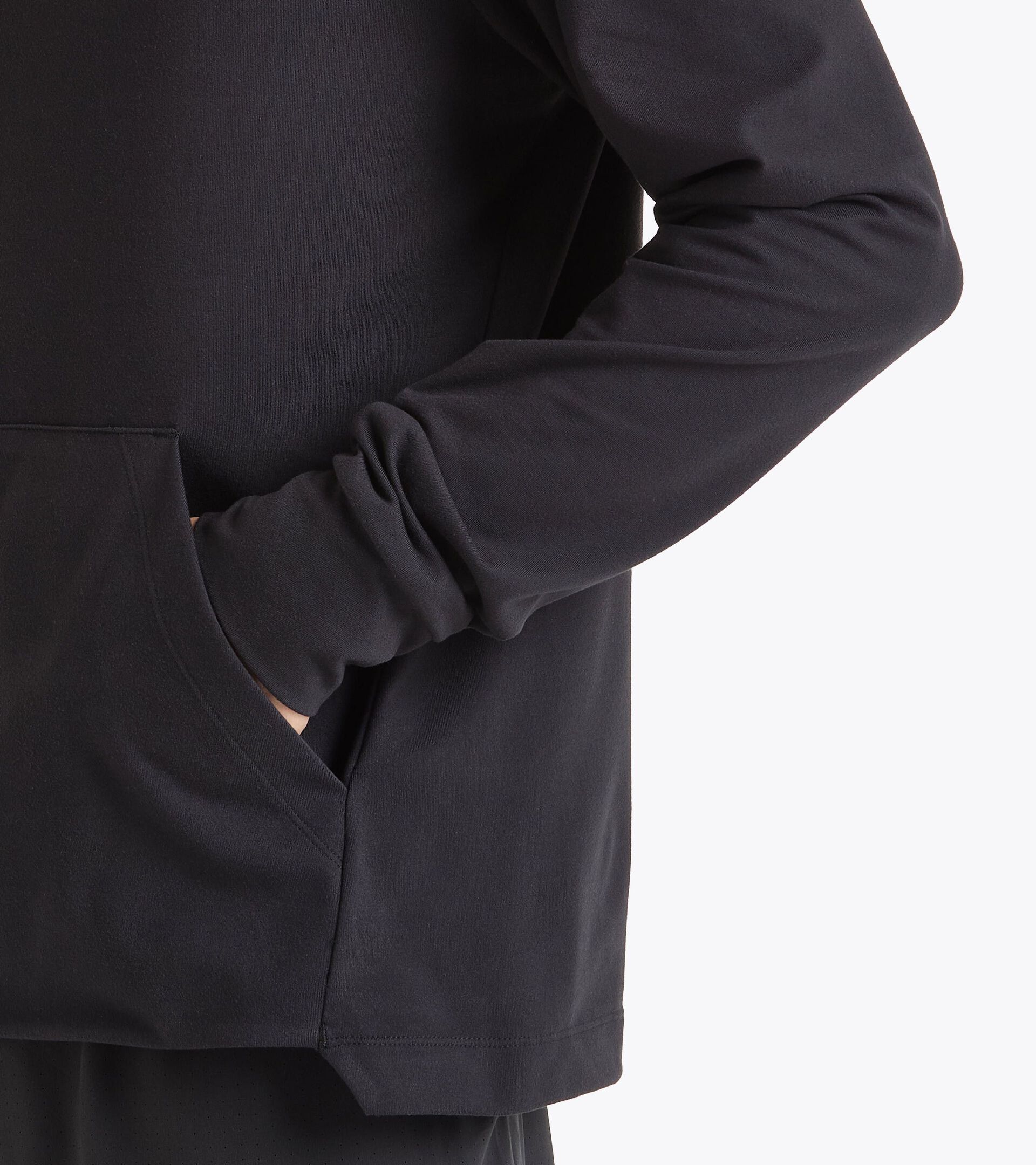 Pullover aus Jersey f&uuml;r nach dem Training&sect;Herren JERSEY PULLOVER HOODIE RUN CREW SCHWARZ - Diadora