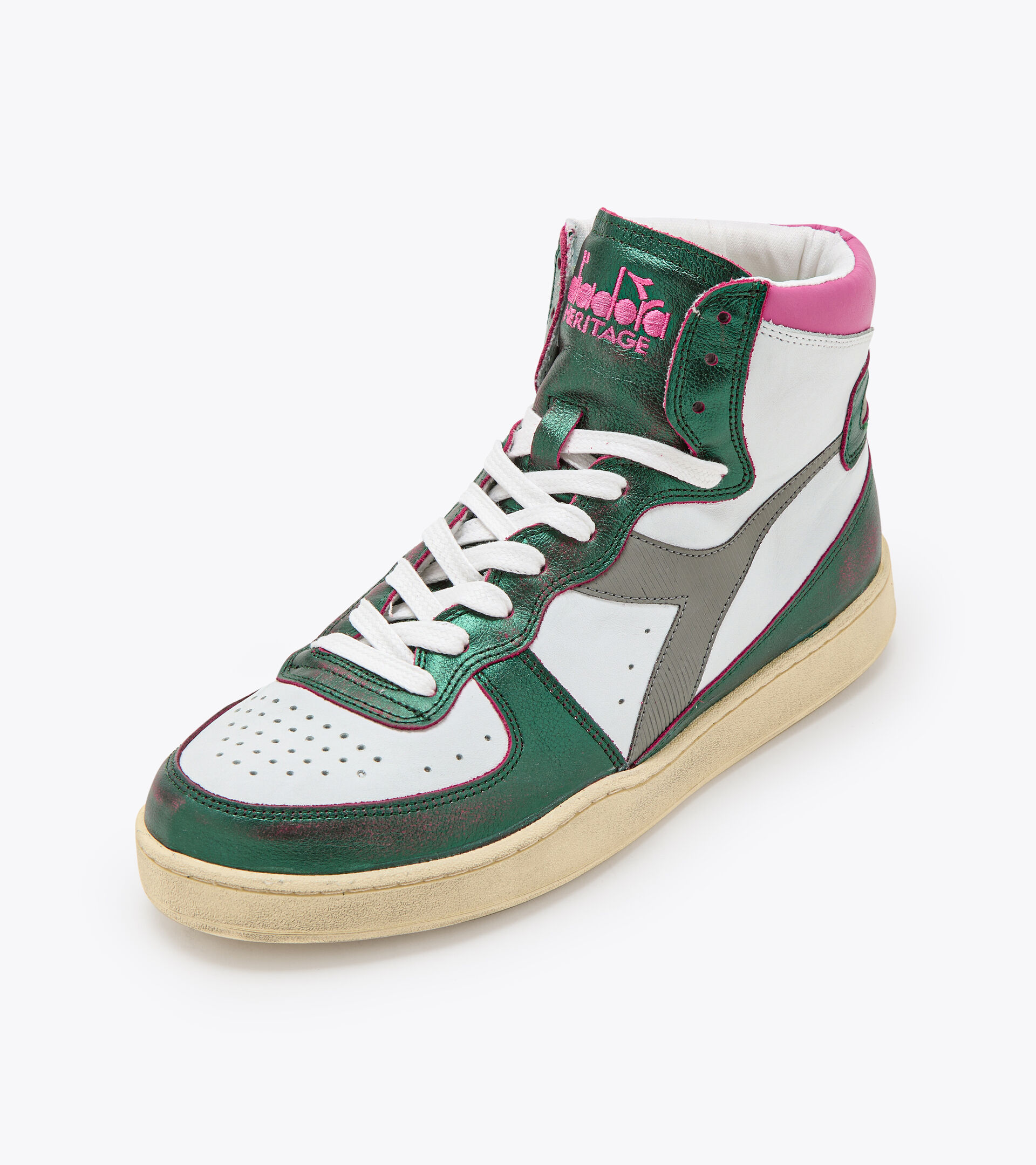 Heritage-Schuh - Unisex MI BASKET METAL MIX USED BIANCO/VERDE - Diadora