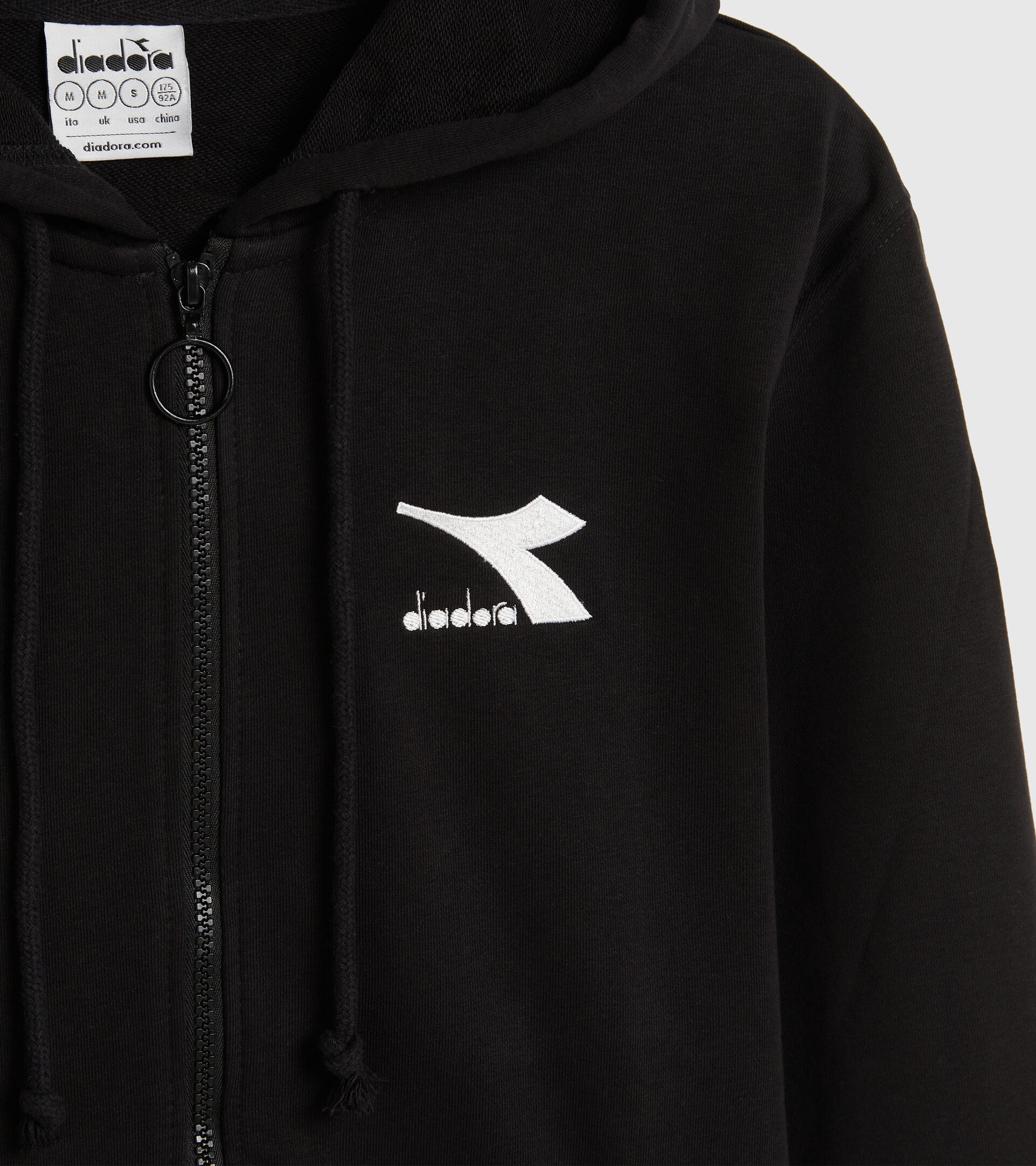 Cotton-blend sports sweatshirt - Men HOODIE FZ SWEAT CORE BLACK - Diadora