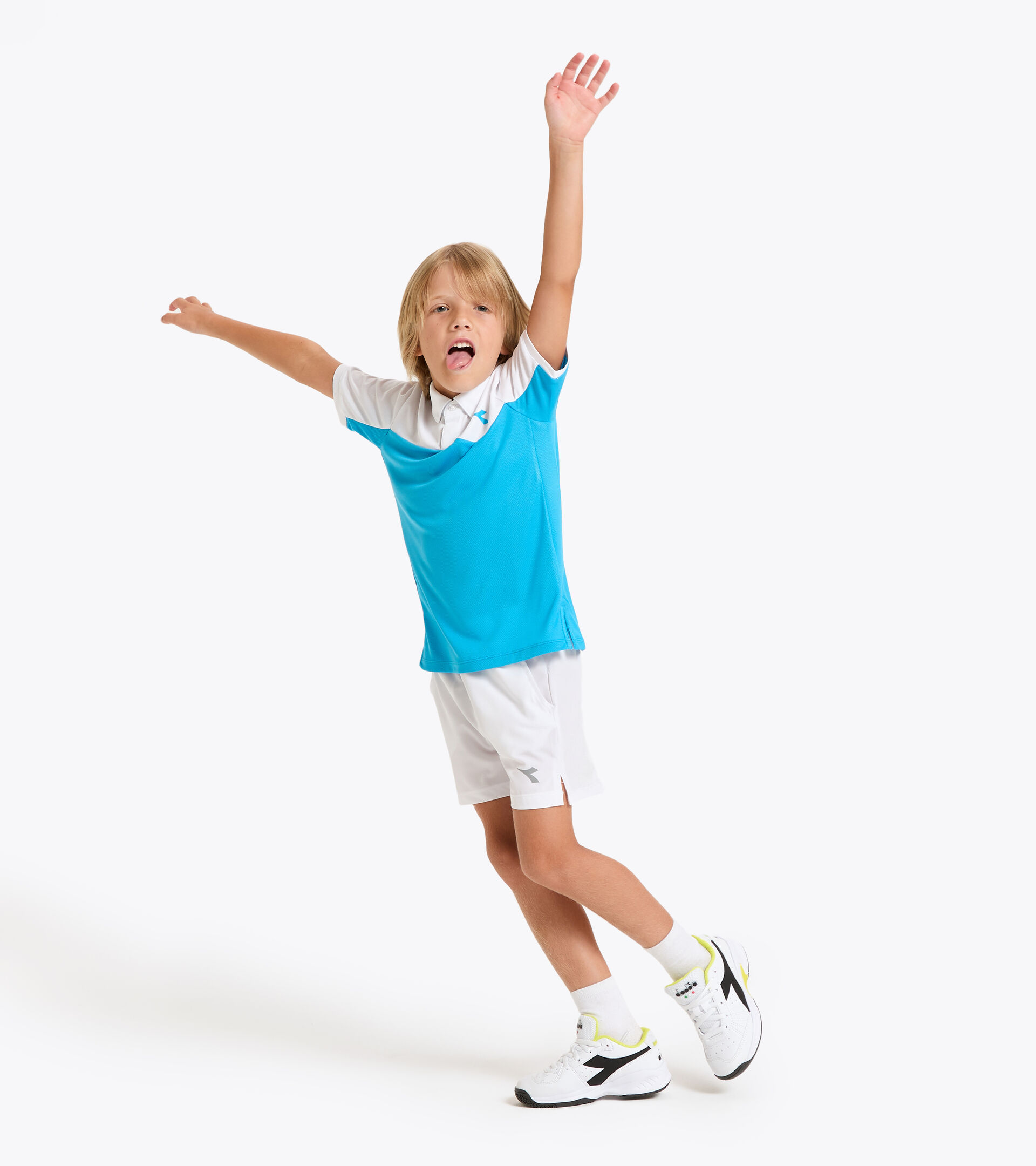 Tennis polo shirt - Junior J. POLO COURT ROYAL FLUO - Diadora