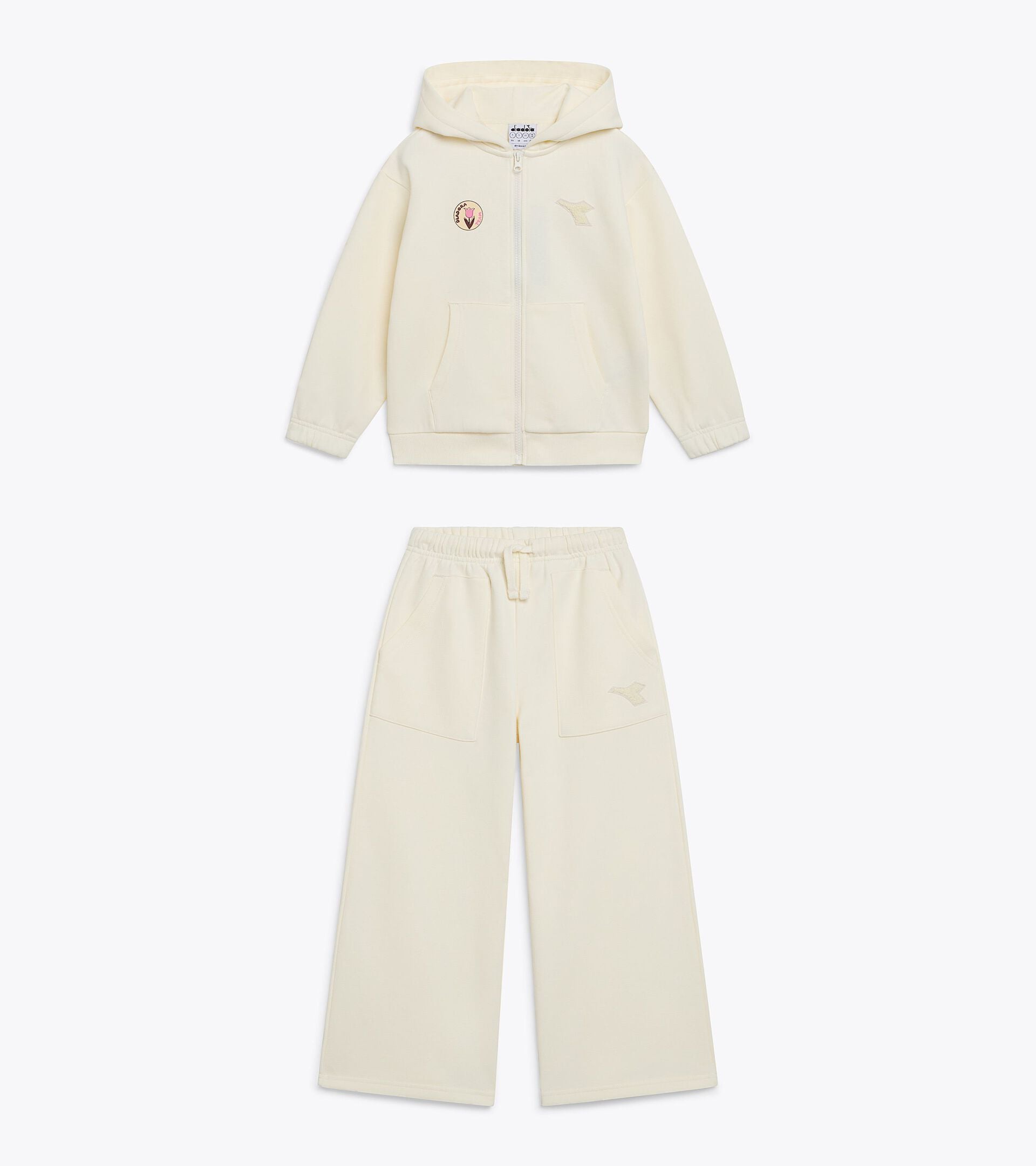 Surv&ecirc;tement cotton look - Regular/Relaxed - Fille JG. TRACKSUIT HD FZ LOGO (BR) BLANC GARDENIA - Diadora