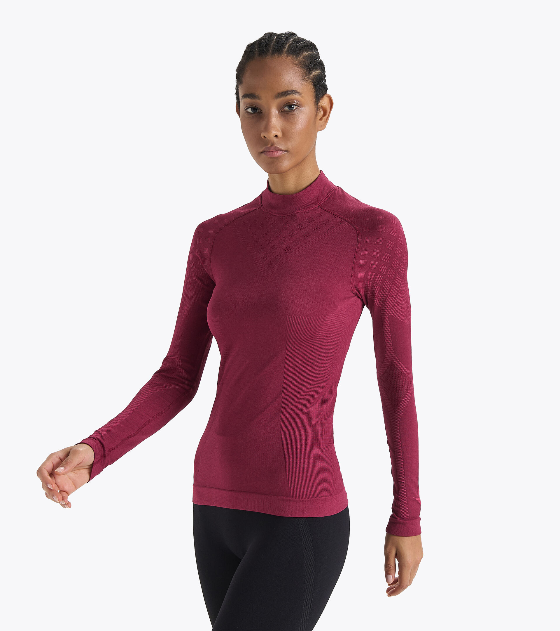Long-sleeved training t-shirt - Women L. TURTLE NECK ACT VIOLET RUBINE - Diadora