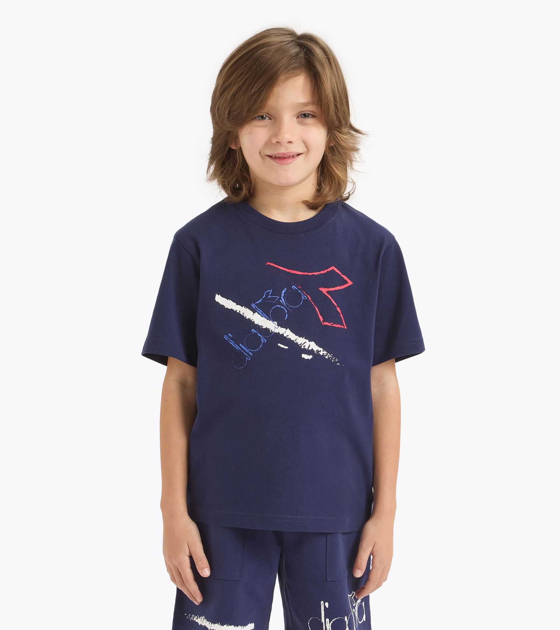 Cotton t-shirt - Boy JB. T-SHIRT SS GRAFFITI BL BLUE DENIM - Diadora