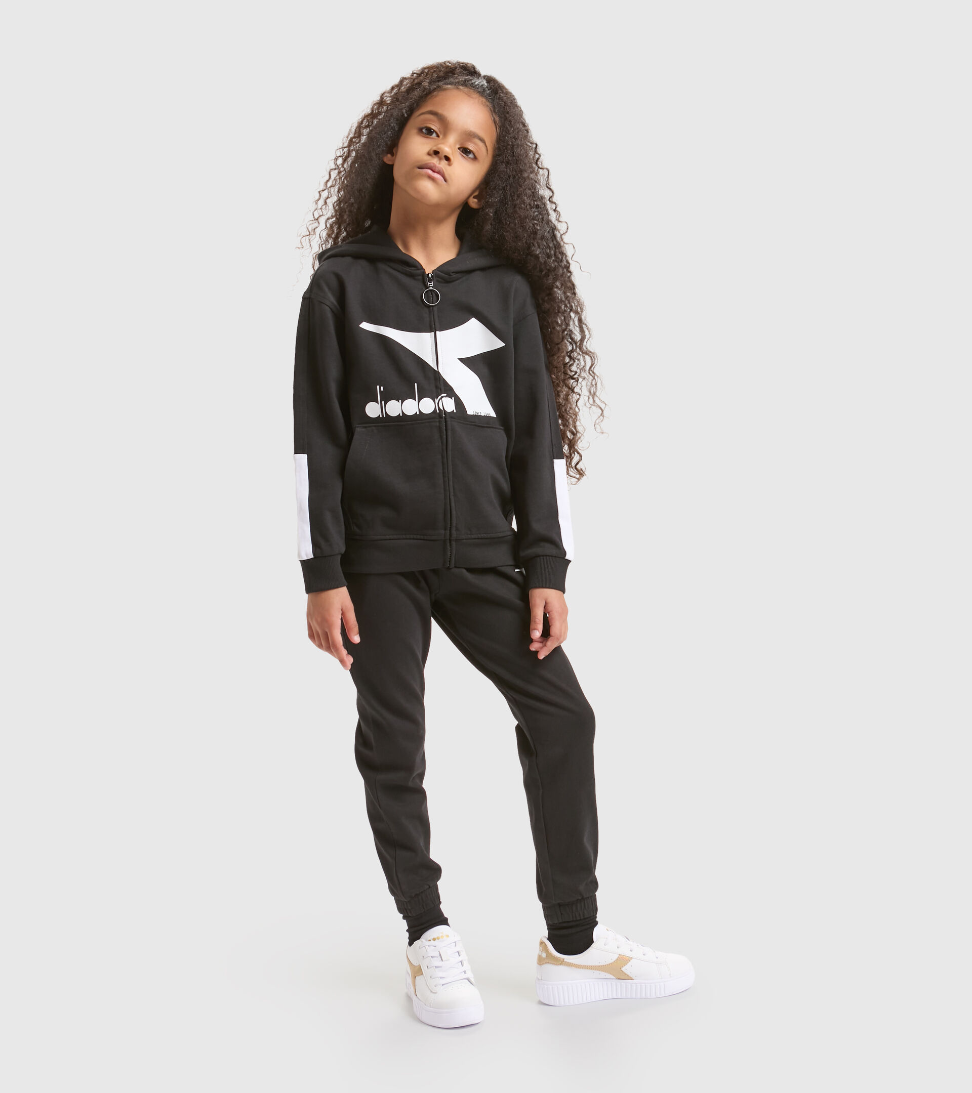 Junior sports tracksuit with hood - Unisex JU.TRACKSUIT HD RAINBOW BLACK - Diadora