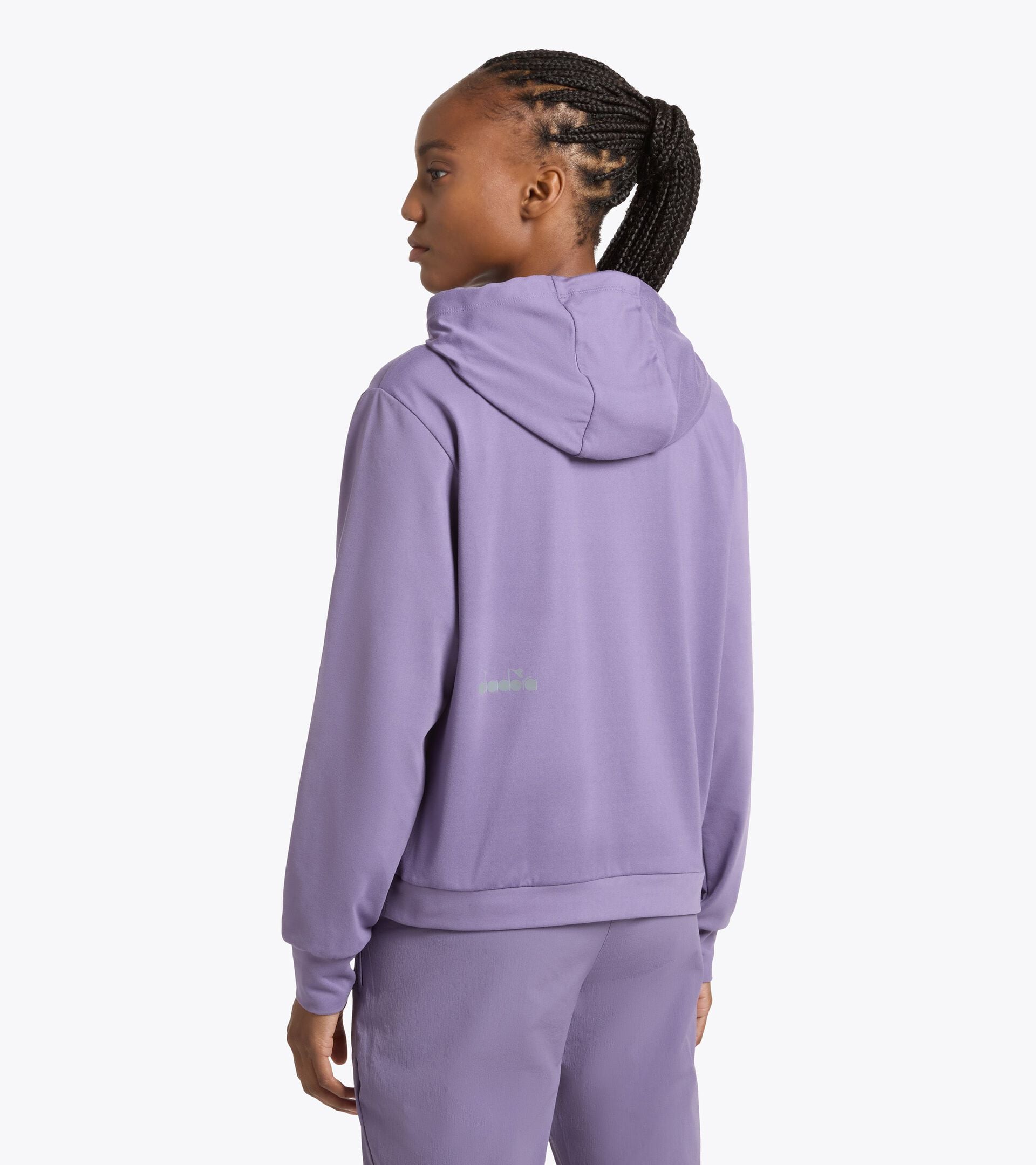 High-Performance Technical Sweatshirt - Training - Women&rsquo;s L. JERSEY PULLOVER HOODIE VIOLET GRAPE COMPOTE - Diadora