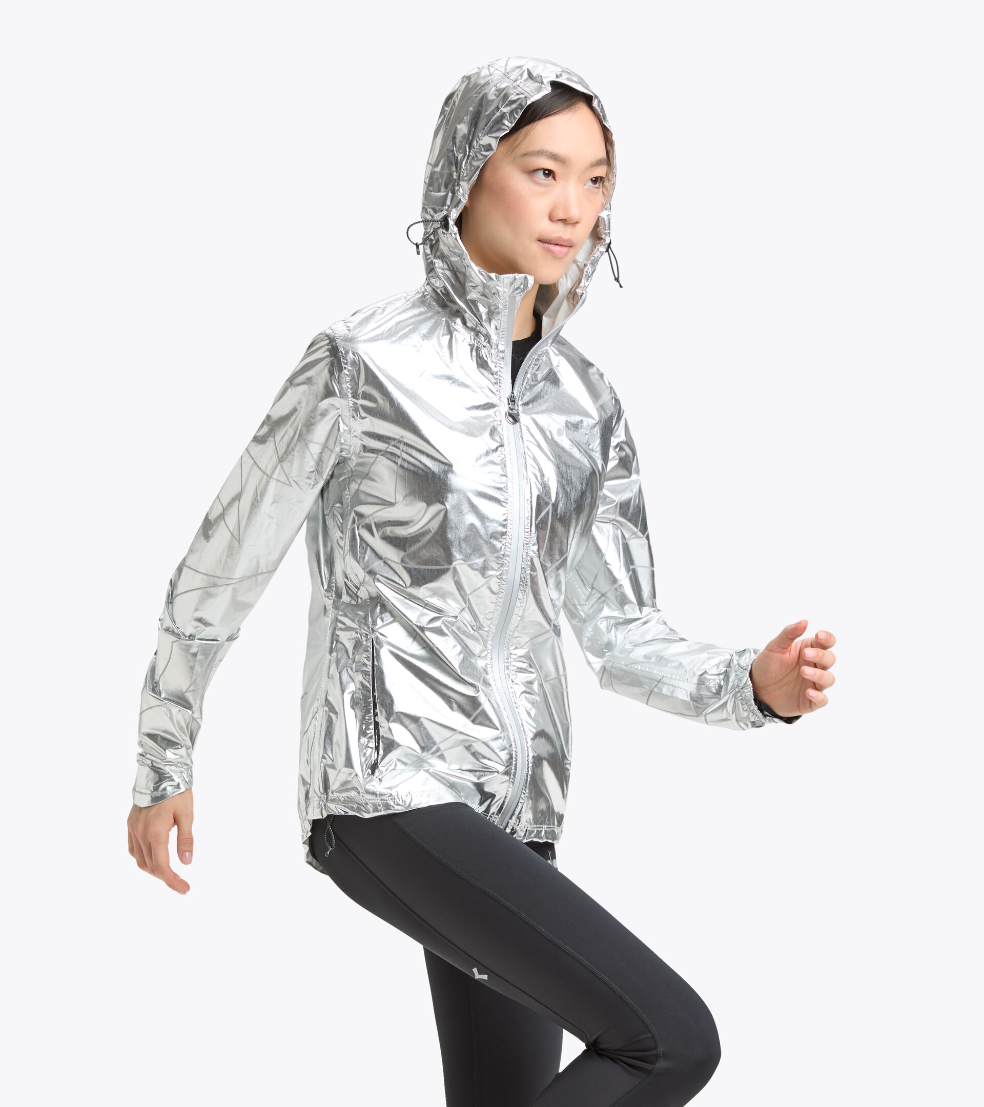 Giacca antipioggia da running - Donna L. RAIN LOCK JACKET ARGENTO REFLEX - Diadora