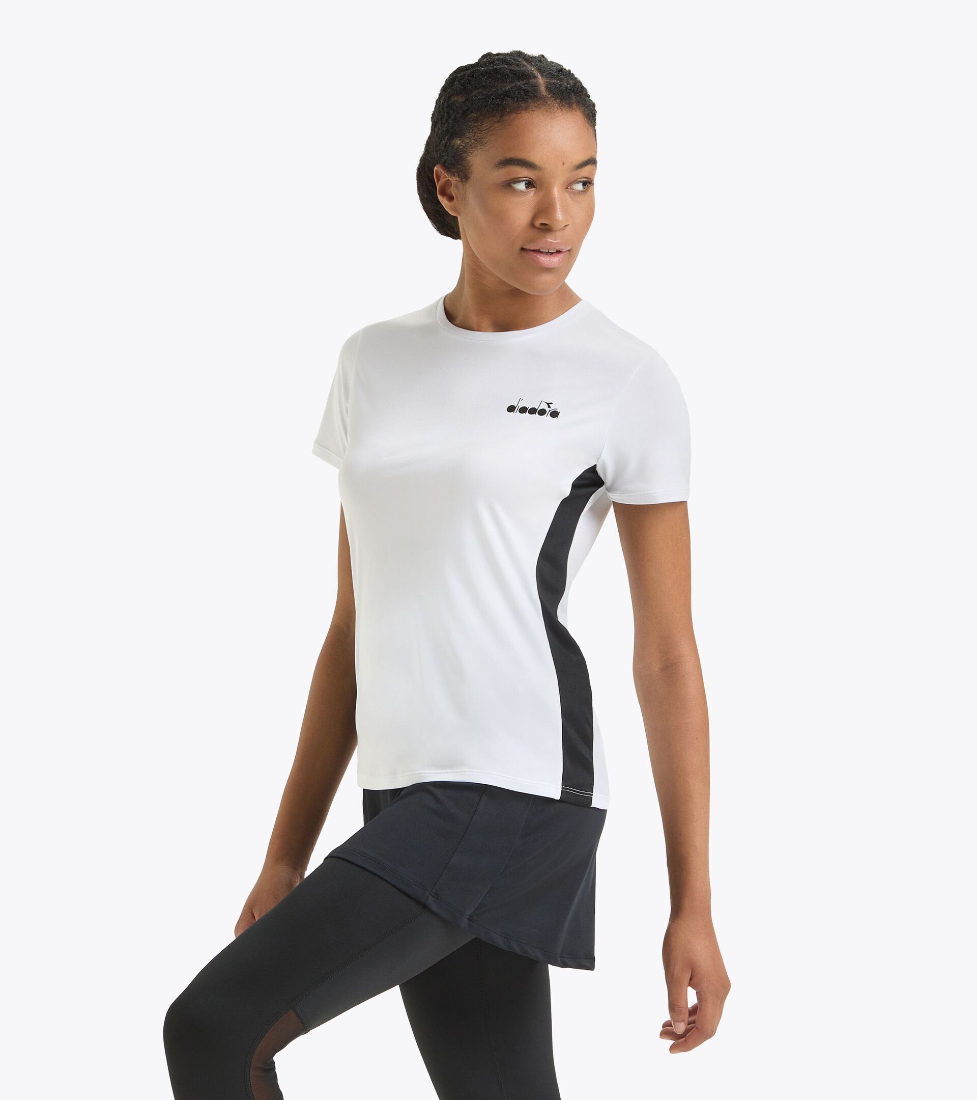 Camiseta de tenis - Mujer L. SS T-SHIRT BLANCO VIVO/NEGRO - Diadora