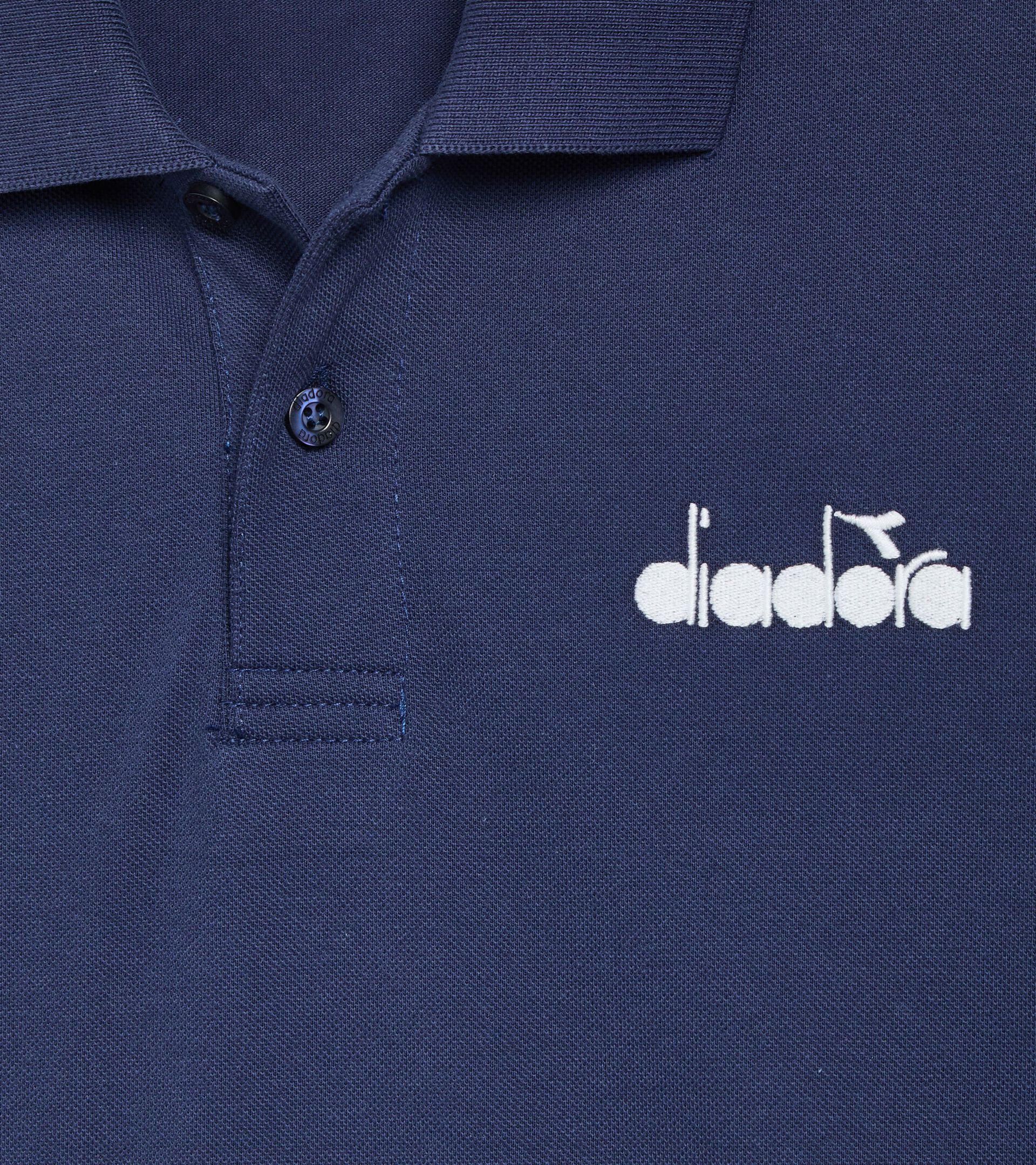 Polo en piqué de algodón - Hombre POLO SS LOGO AZUL CHAQUETON - Diadora