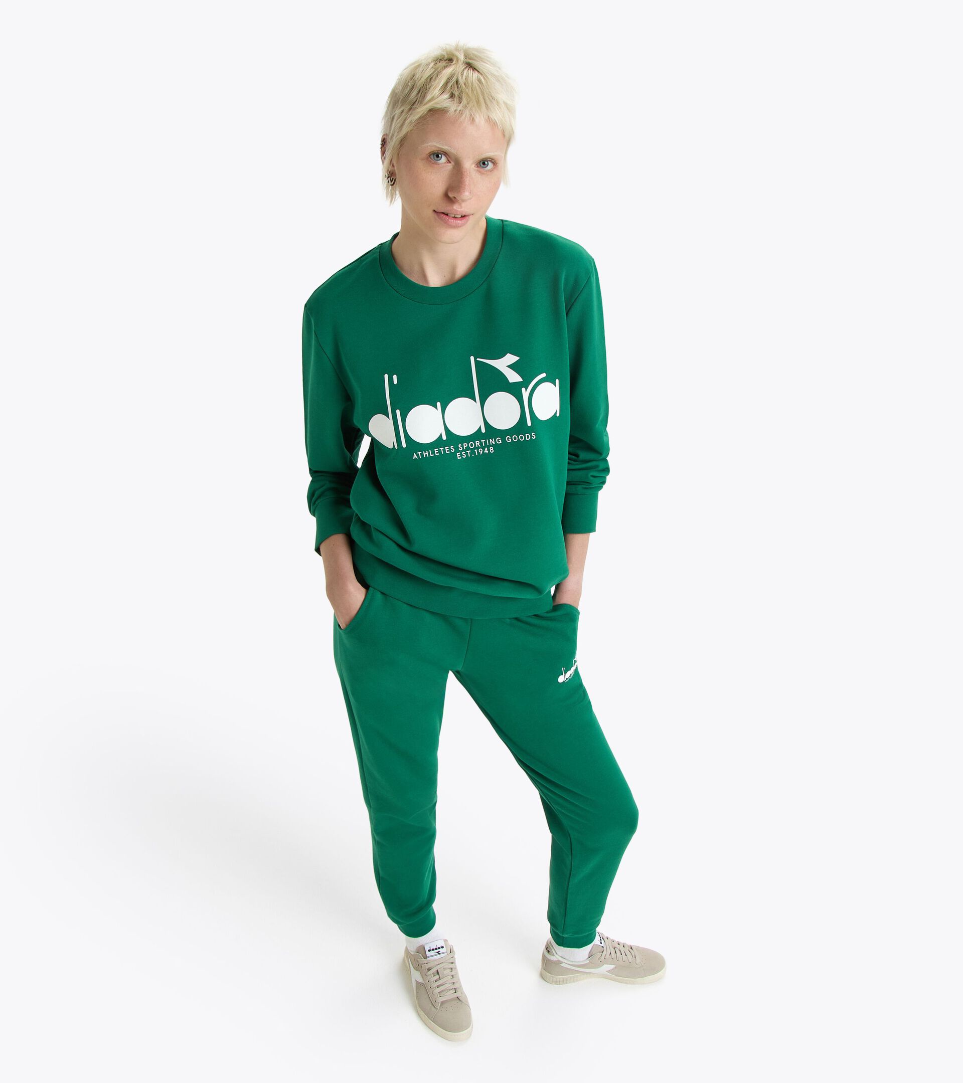 Felpa crewneck in cotone - Per ogni genere
 SWEATSHIRT CREW LOGO VERDE AVENTURINE - Diadora