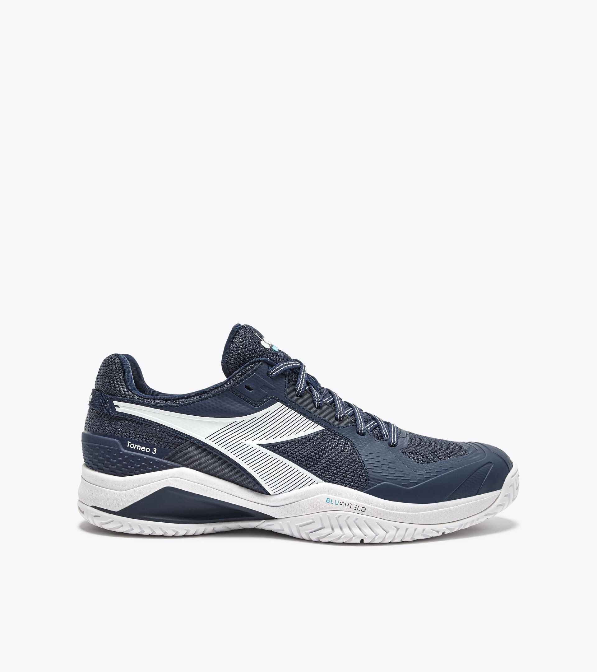 Tennis shoe for hard surfaces and clay courts -  Protection and cushioning - Men&rsquo;s BLUSHIELD TORNEO 3 AG BLUE CORSAIR/WHITE - Diadora
