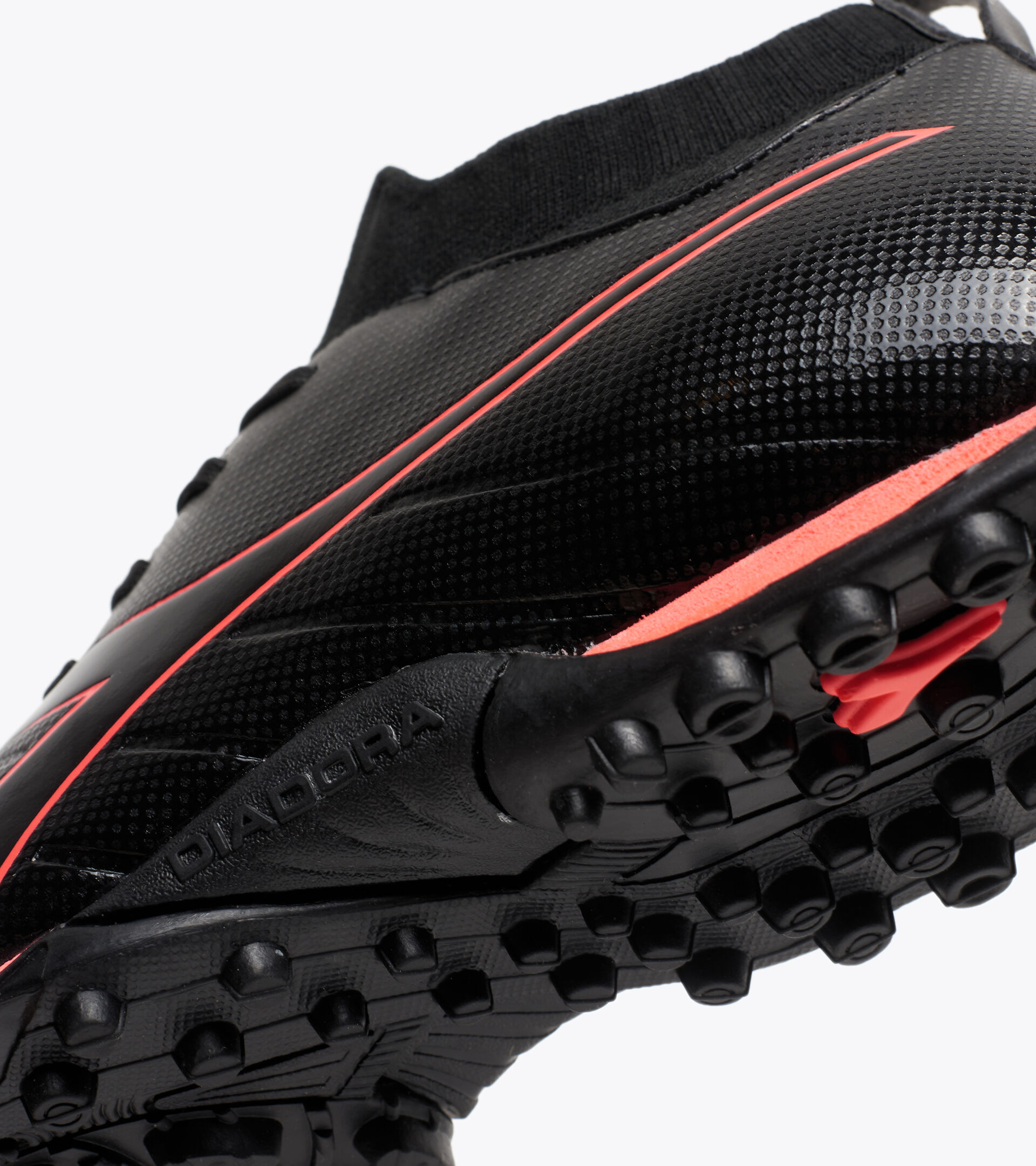 Hard ground and artificial turf football boot BRASIL ELITE R TF BLACK/RED FLUO - Diadora