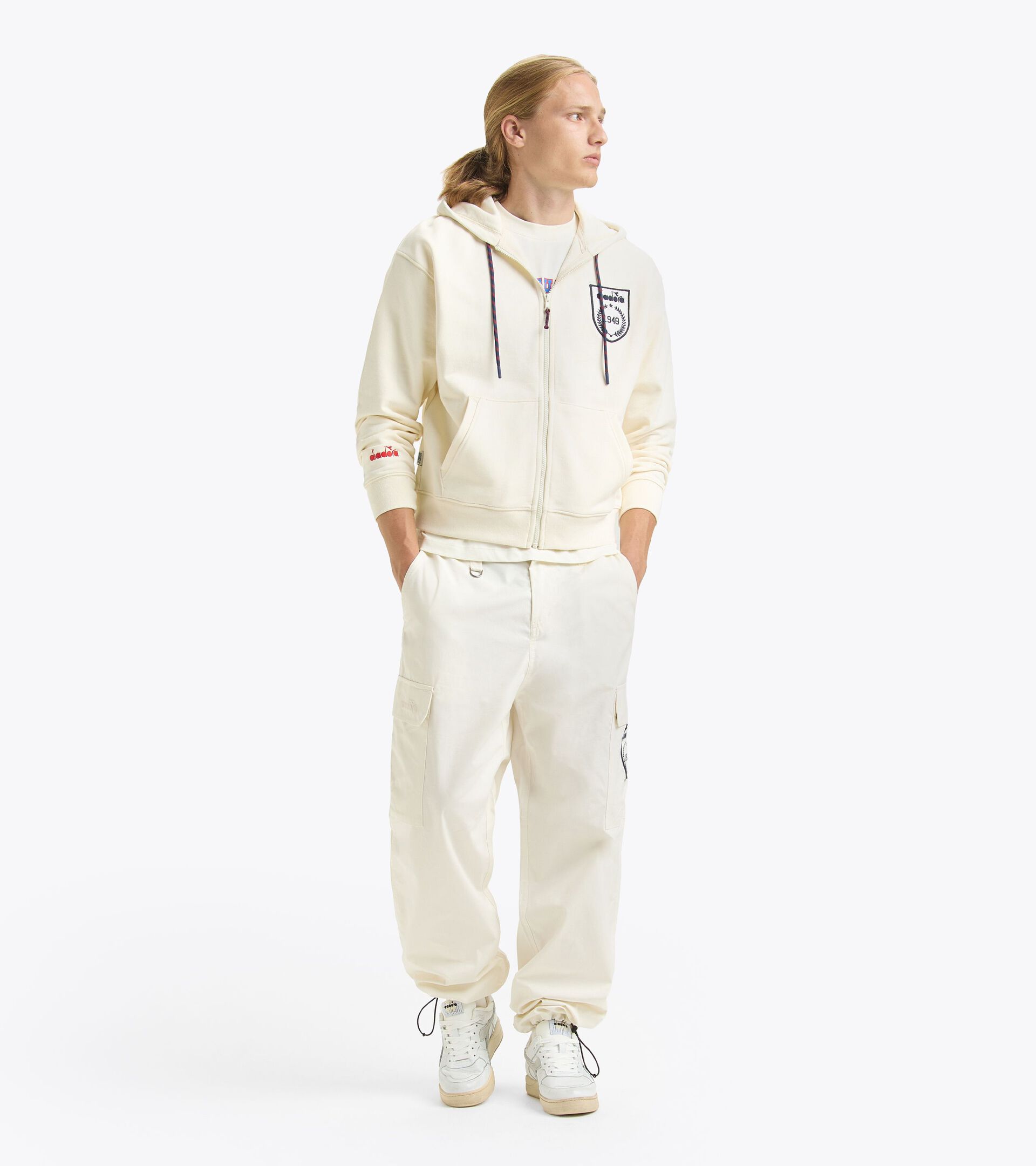 Sporty hoodie - Made in italy - Gender Neutral HOODIE FZ LEGACY BUTTER WHITE - Diadora