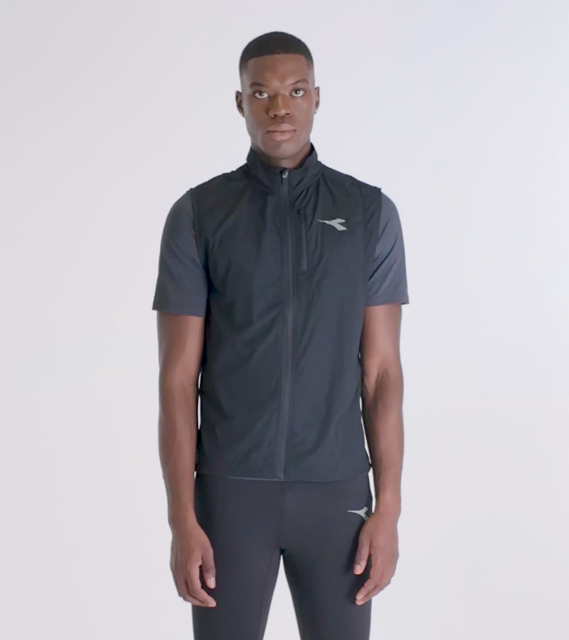 Verstaubare Windbreaker-Weste§Running§Herren WINDBREAKER PACKABLE VEST SCHWARZ - Diadora