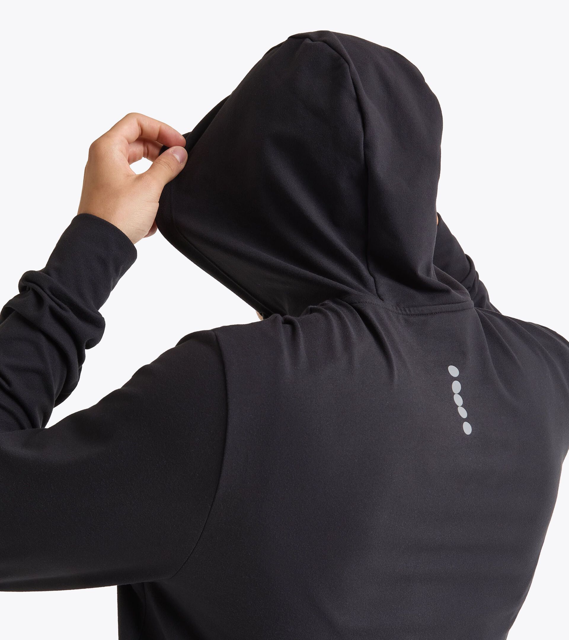 Sudadera de punto para después de entrenar§Hombre JERSEY PULLOVER HOODIE RUN CREW NEGRO - Diadora