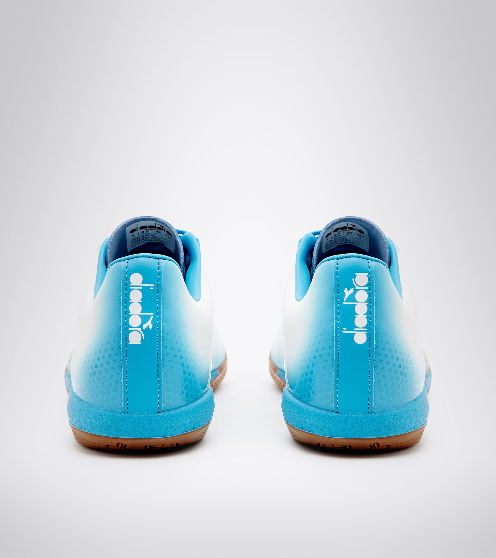 Indoor and parquet court futsal boots BOMBER IDR WHITE/CYAN BLUE FLUO/BLACK - Diadora
