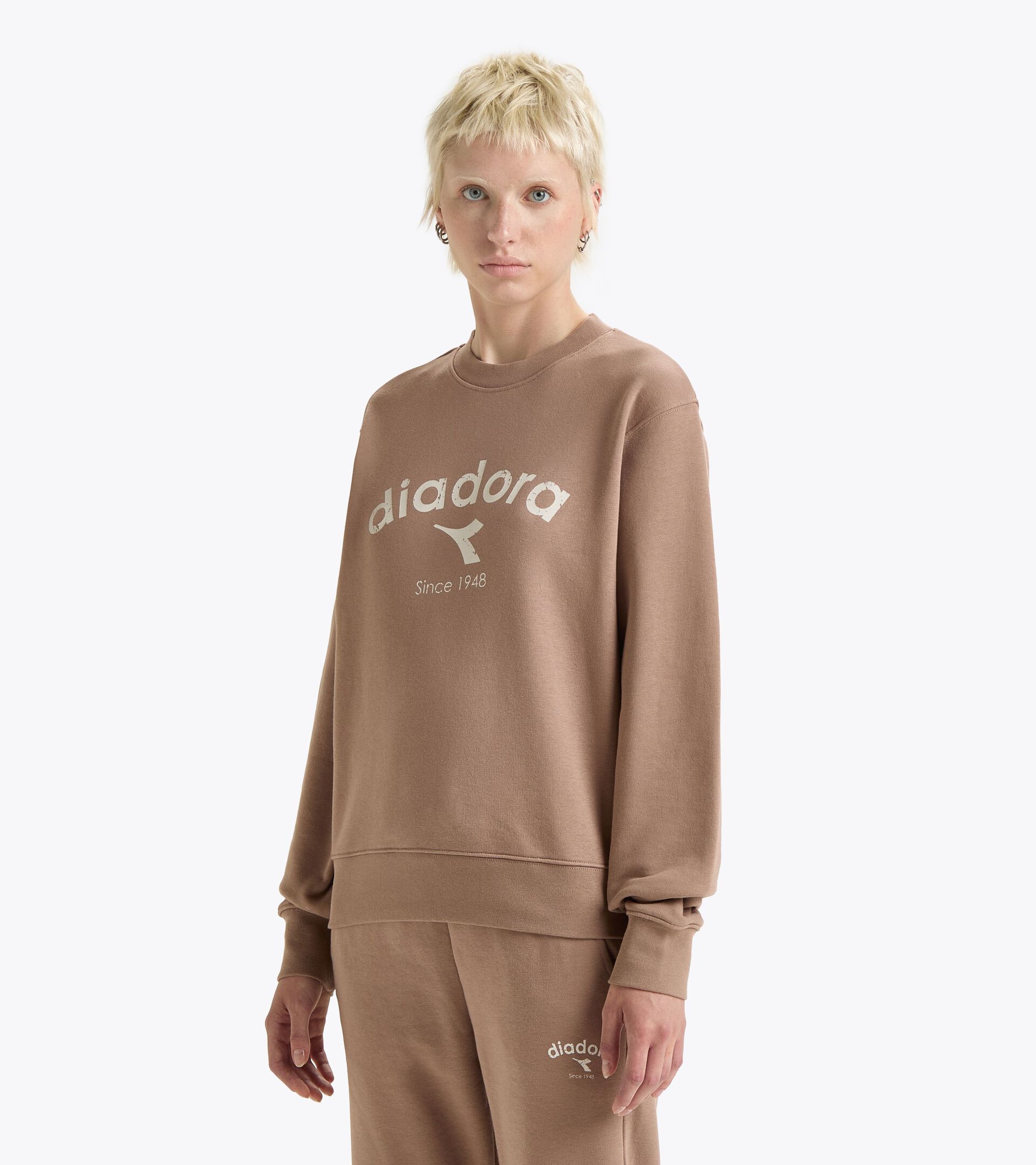 Crewneck sweatshirt - Gender Neutral
 SWEATSHIRT CREW ATHL. LOGO LIGHT BROWN HAZELNUT - Diadora