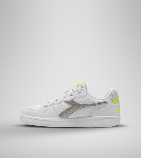 PLAYGROUND GS GIRL, WHITE/YELLOW FLUO. Sports shoes - Youth 8-16 years PLAYGROUND GS GIRL WHITE/YELLOW FLUO. - Diadora